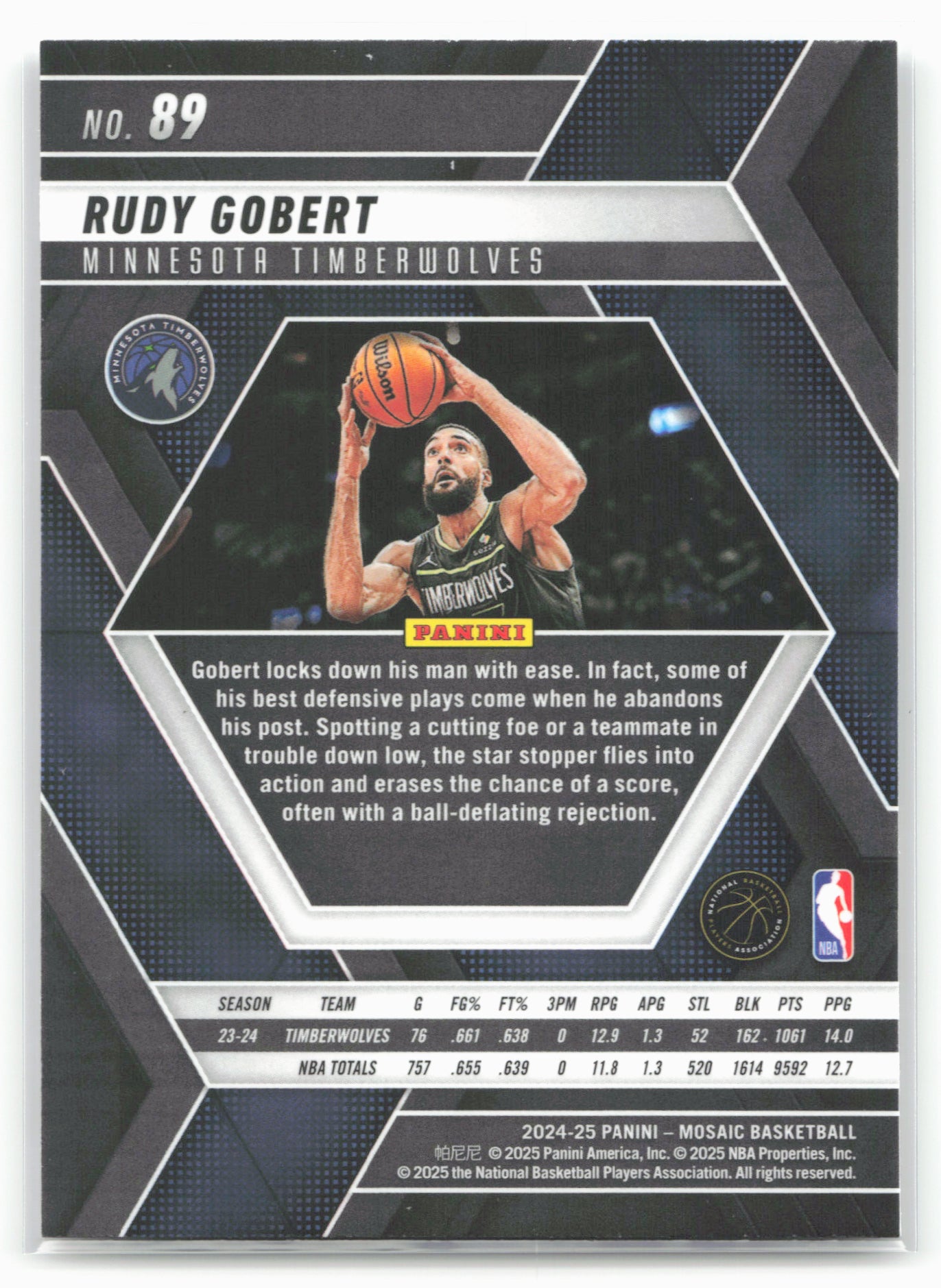 2024-25 Panini Mosaic #89 Rudy Gobert