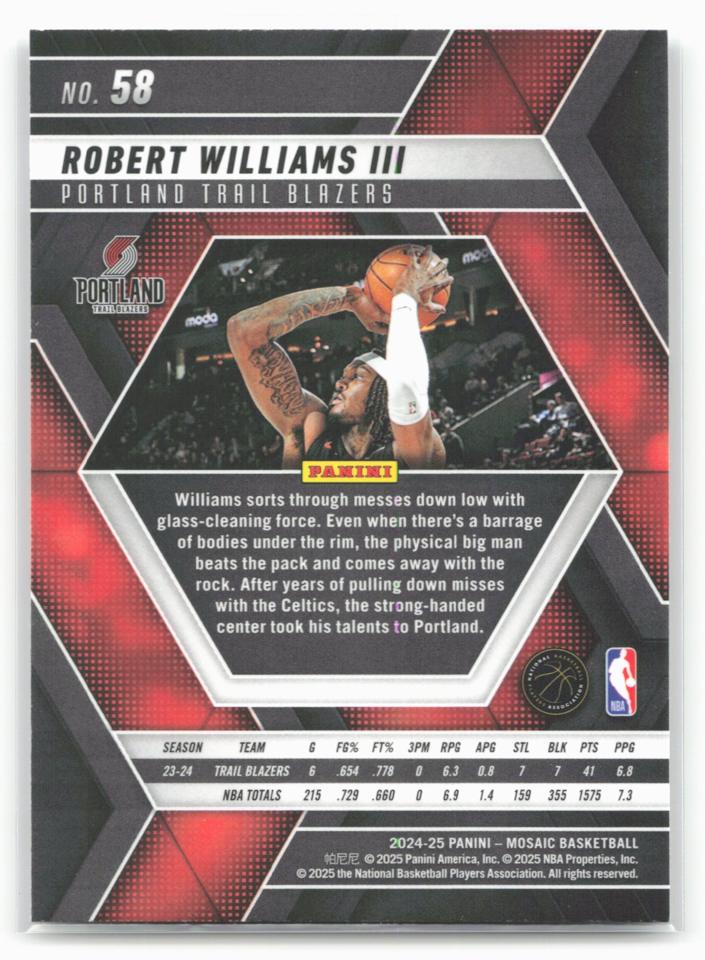 2024-25 Panini Mosaic #58 Robert Williams III