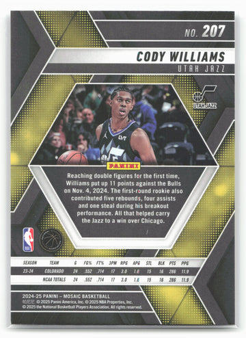 
2024-25 Panini Mosaic #207 Cody Williams
