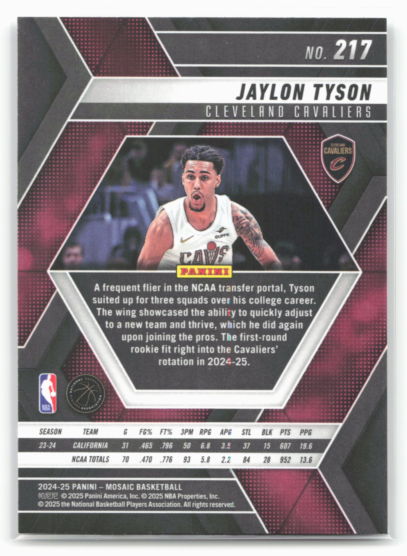 2024-25 Panini Mosaic #217 Jaylon Tyson