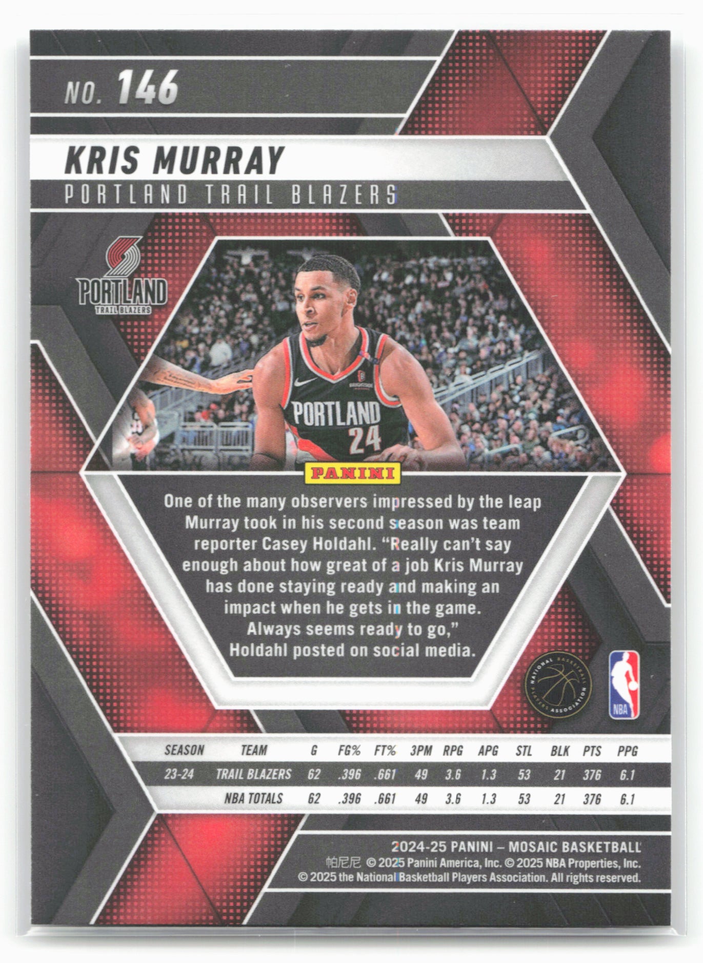 2024-25 Panini Mosaic #146 Kris Murray