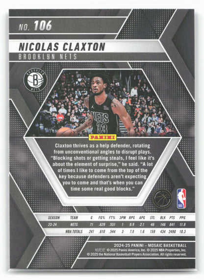 2024-25 Panini Mosaic #106 Nicolas Claxton