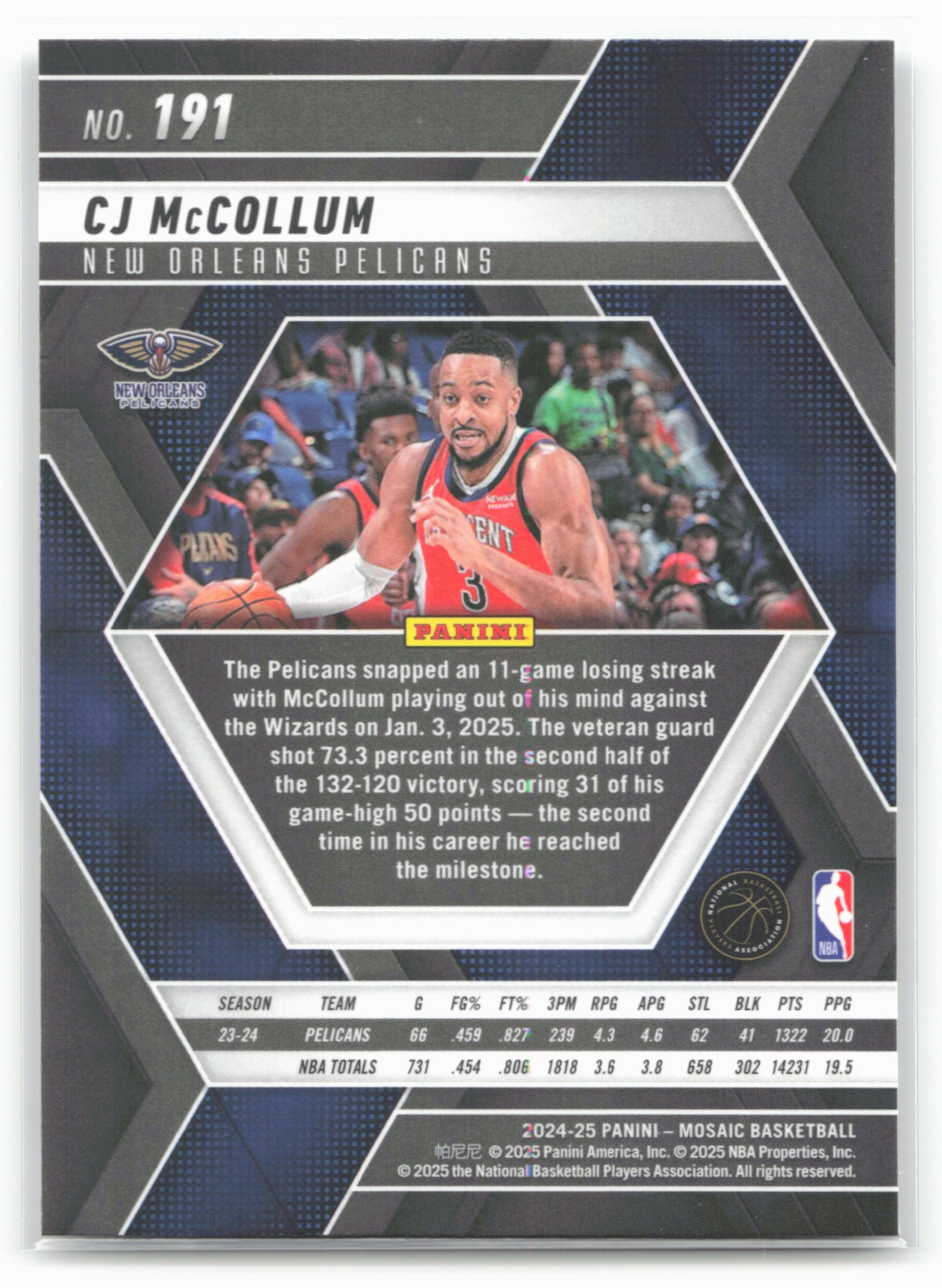 2024-25 Panini Mosaic #191 CJ McCollum
