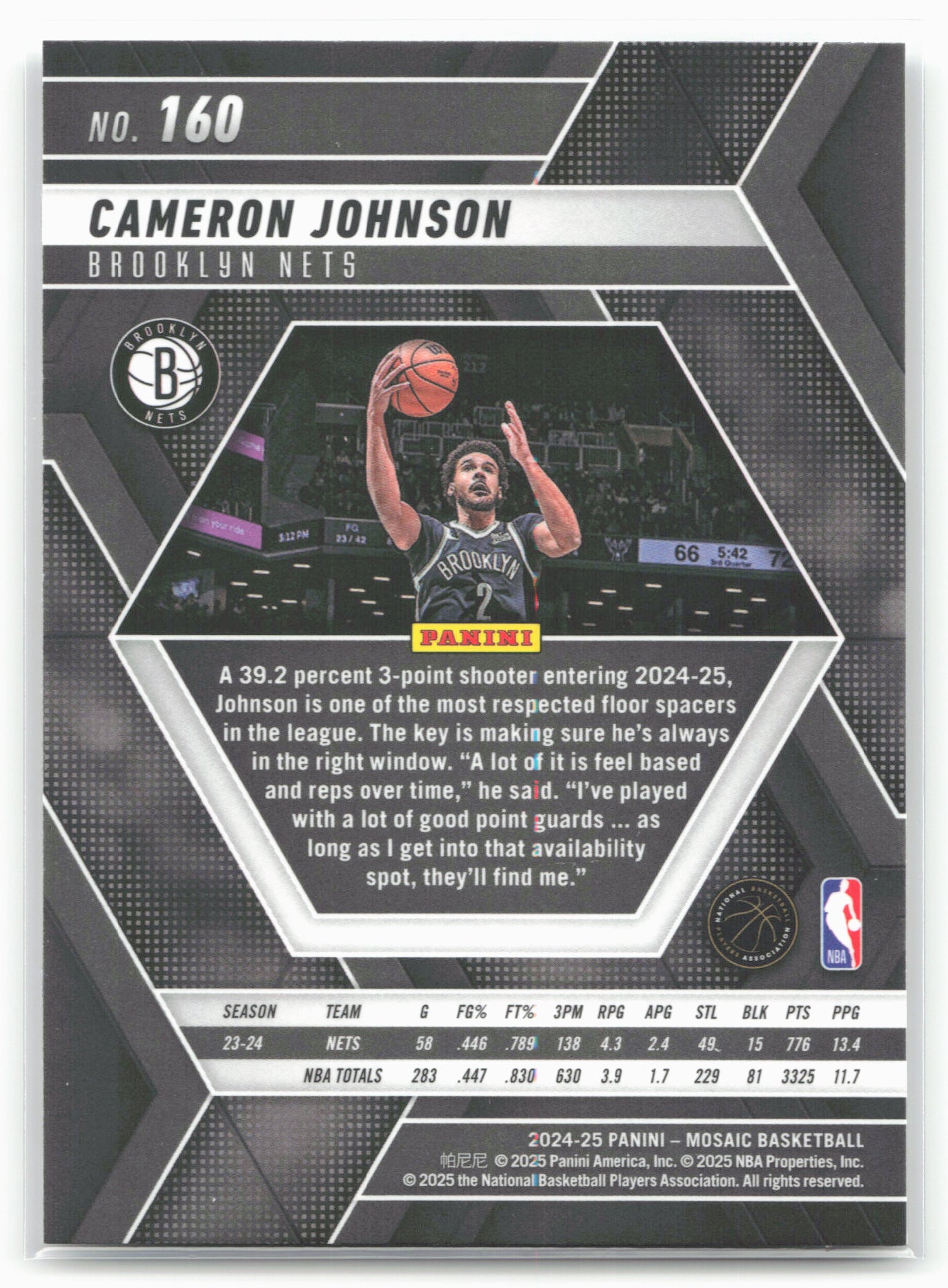 2024-25 Panini Mosaic #160 Cameron Johnson