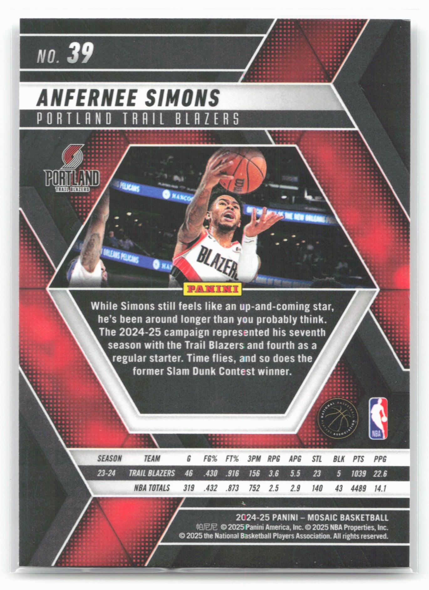 2024-25 Panini Mosaic #39 Anfernee Simons