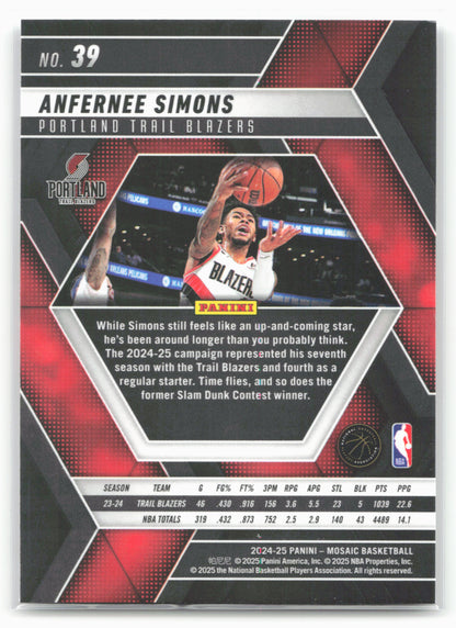 2024-25 Panini Mosaic #39 Anfernee Simons