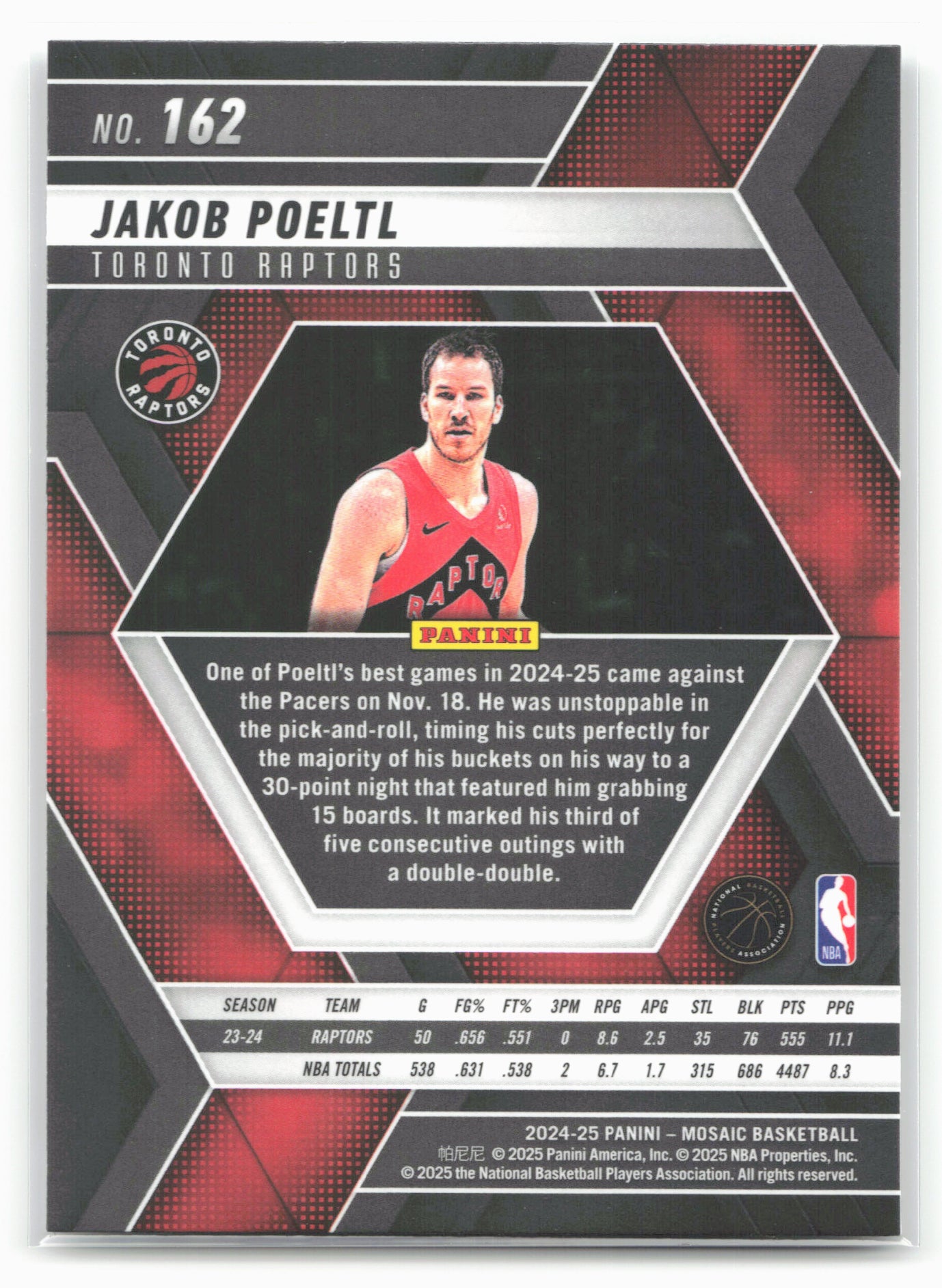 2024-25 Panini Mosaic #162 Jakob Poeltl