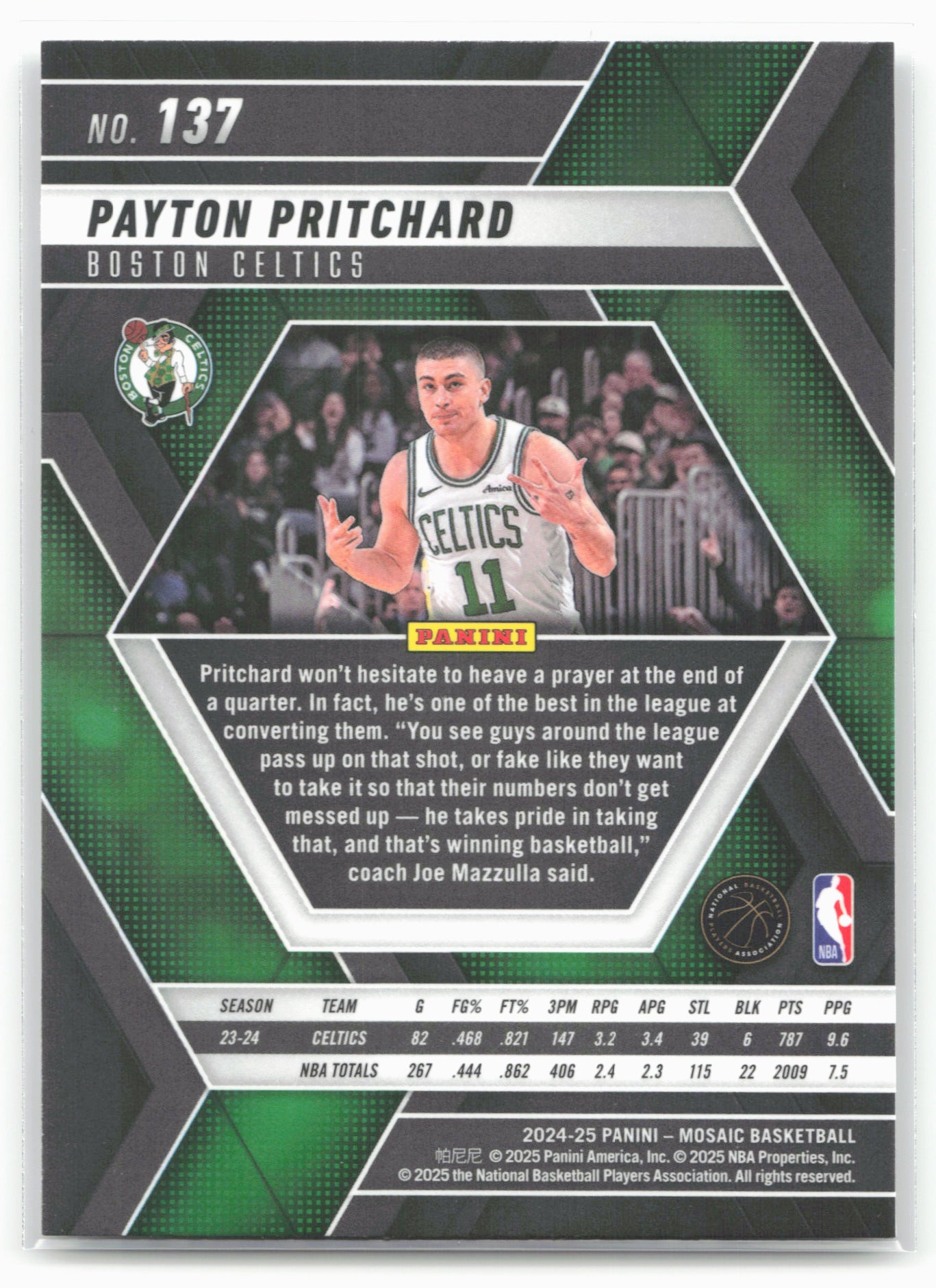 2024-25 Panini Mosaic #137 Payton Pritchard