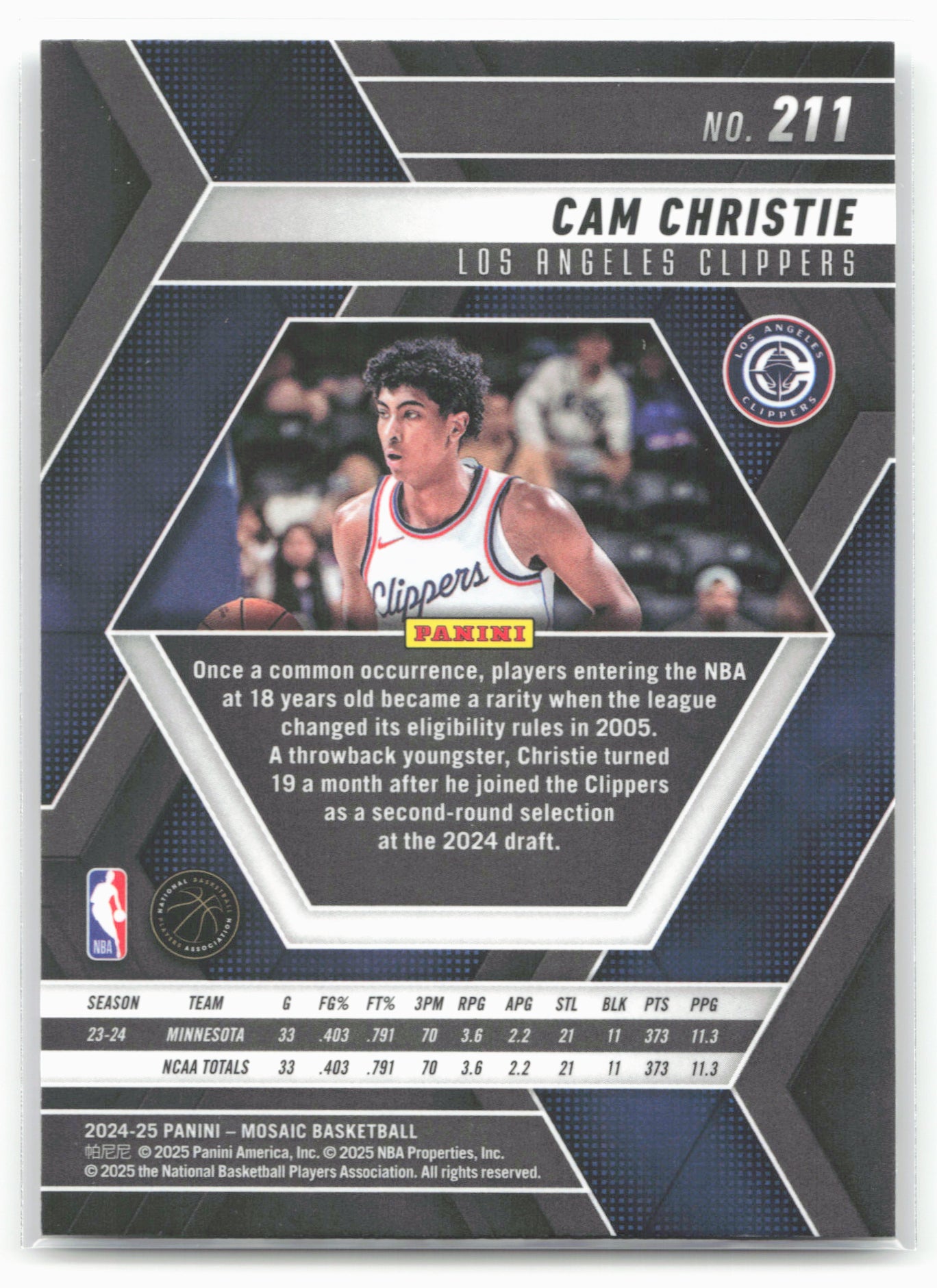2024-25 Panini Mosaic #211 Cam Christie