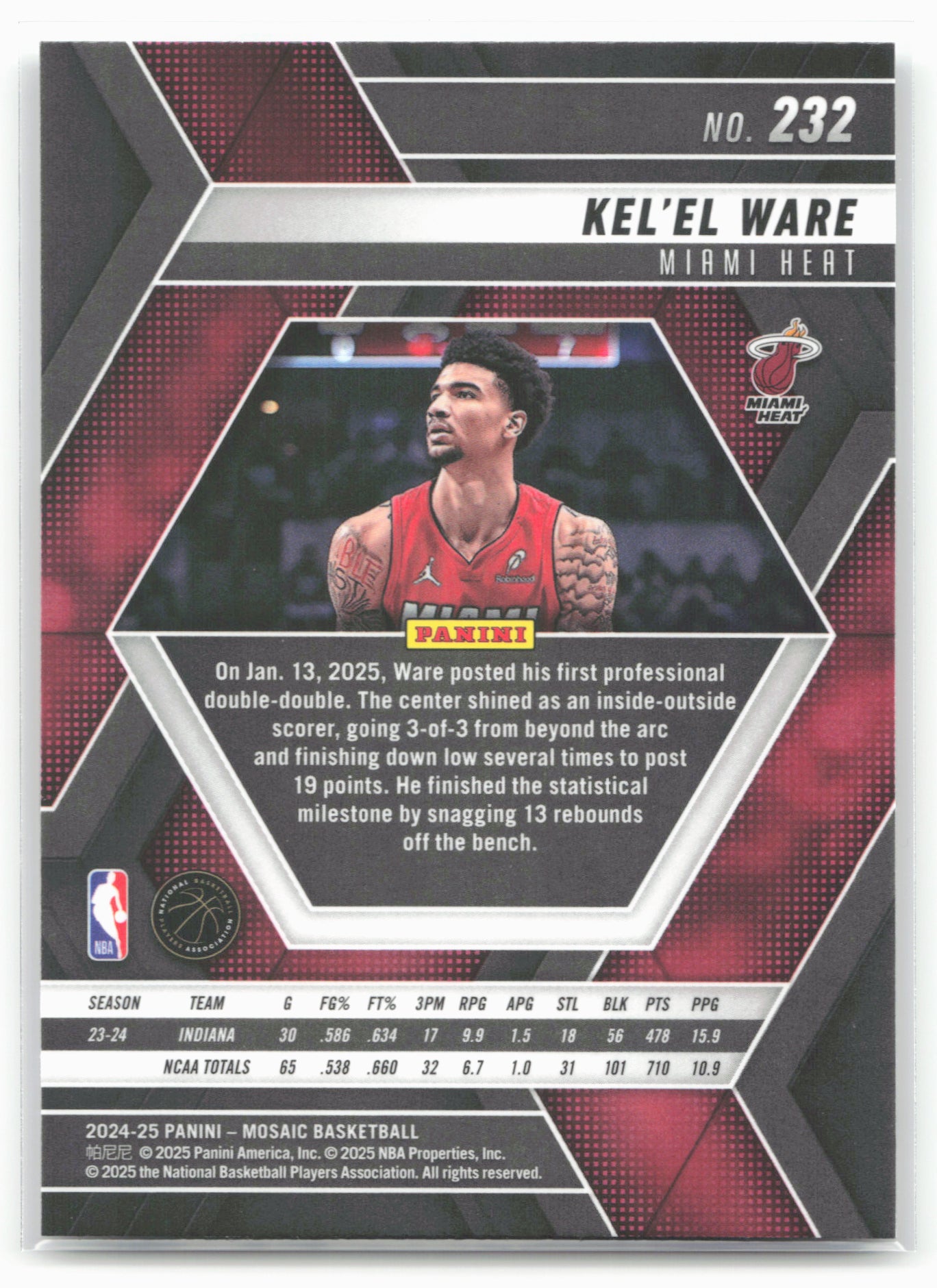 2024-25 Panini Mosaic #232 Kel’el Ware