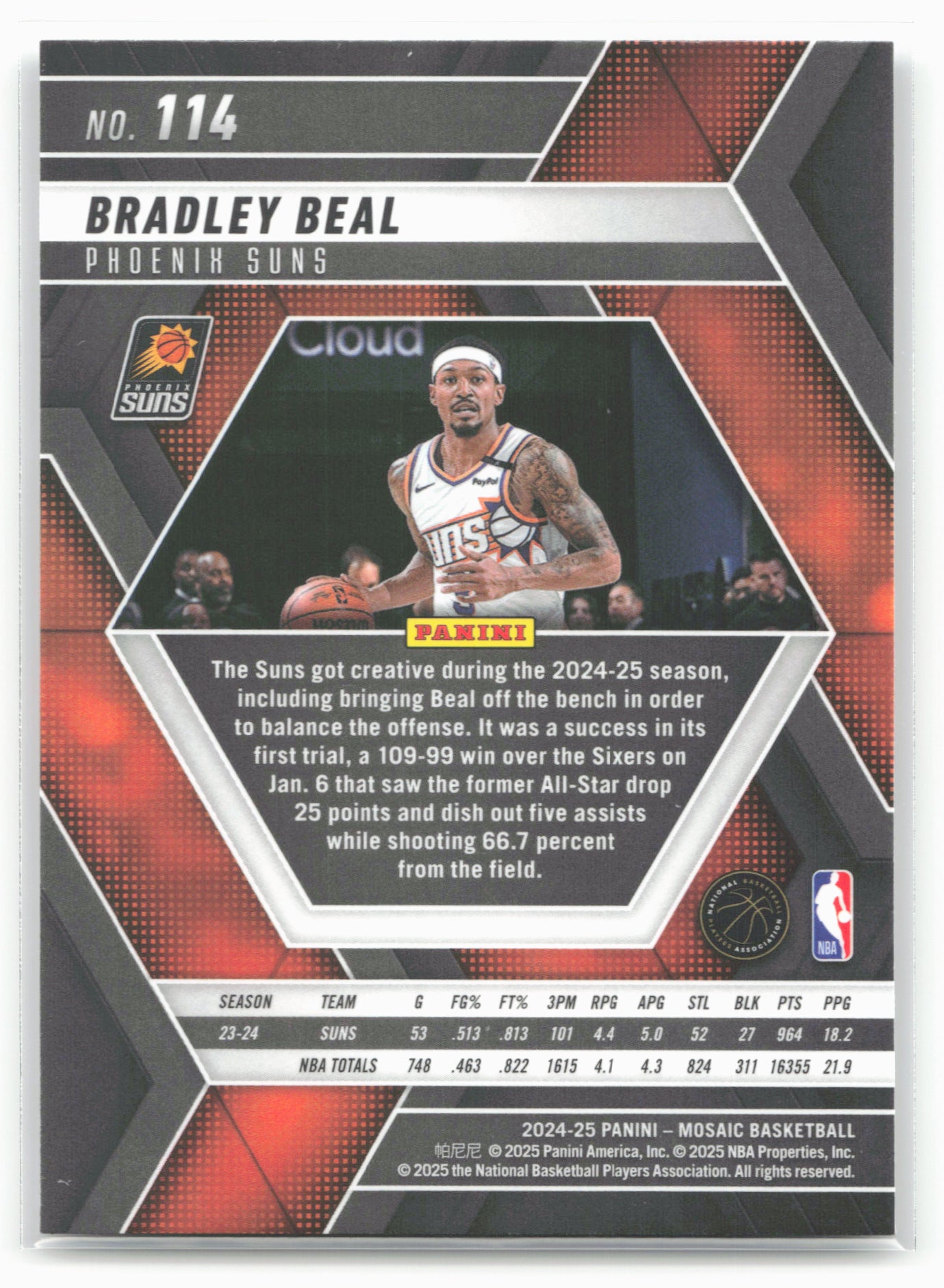 2024-25 Panini Mosaic #114 Bradley Beal