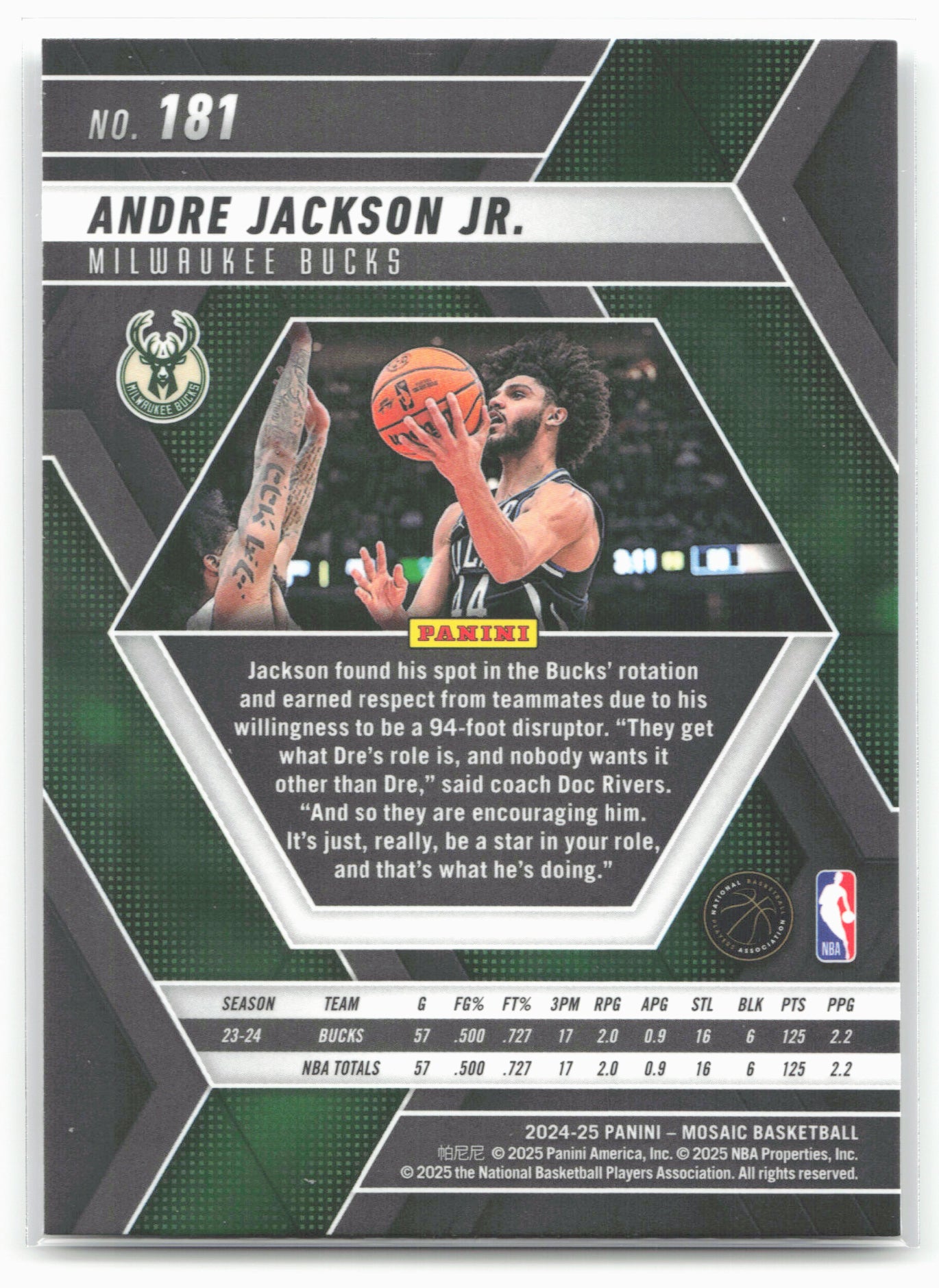 2024-25 Panini Mosaic #181 Andre Jackson Jr.