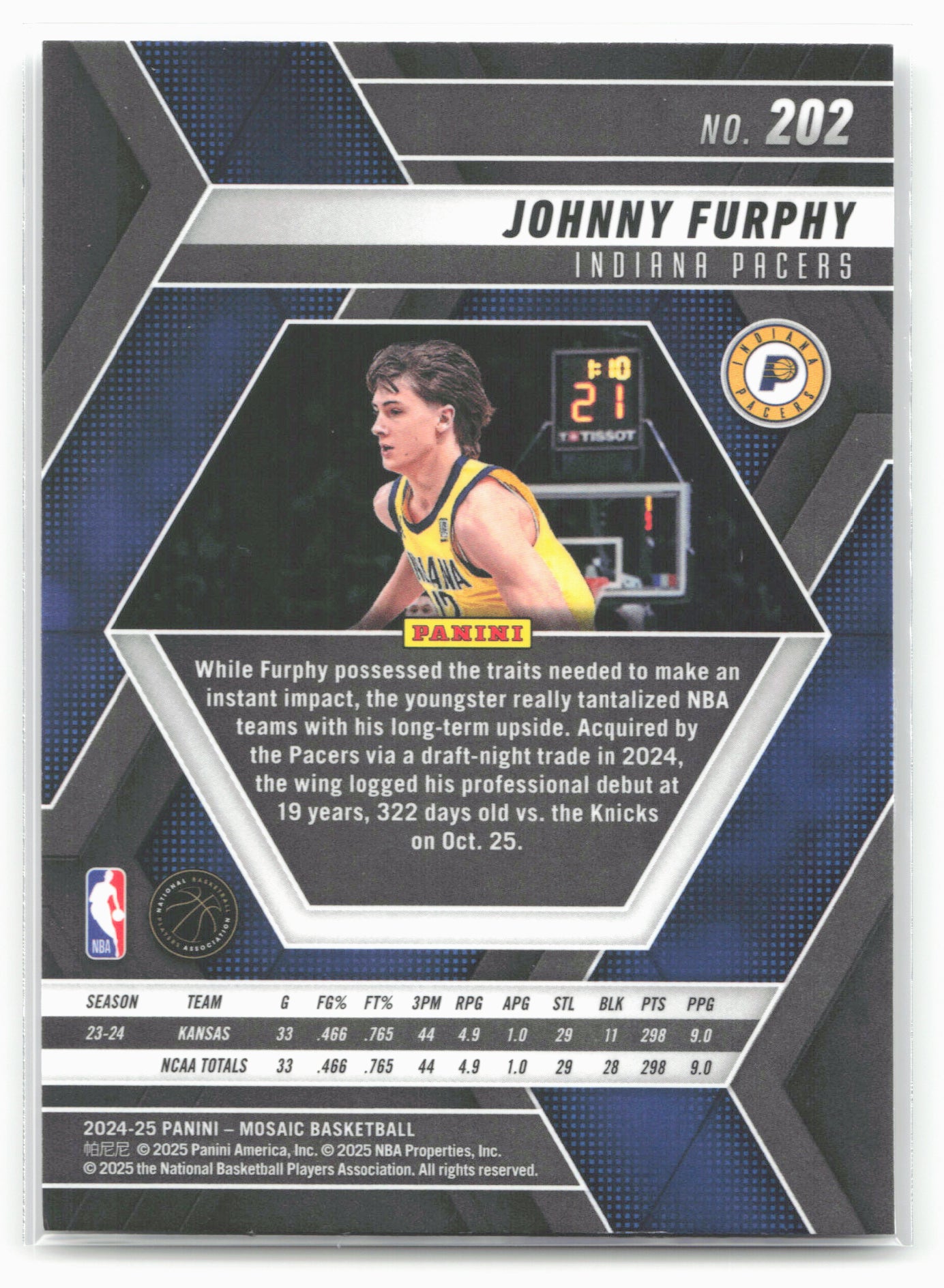 2024-25 Panini Mosaic #202 Johnny Furphy