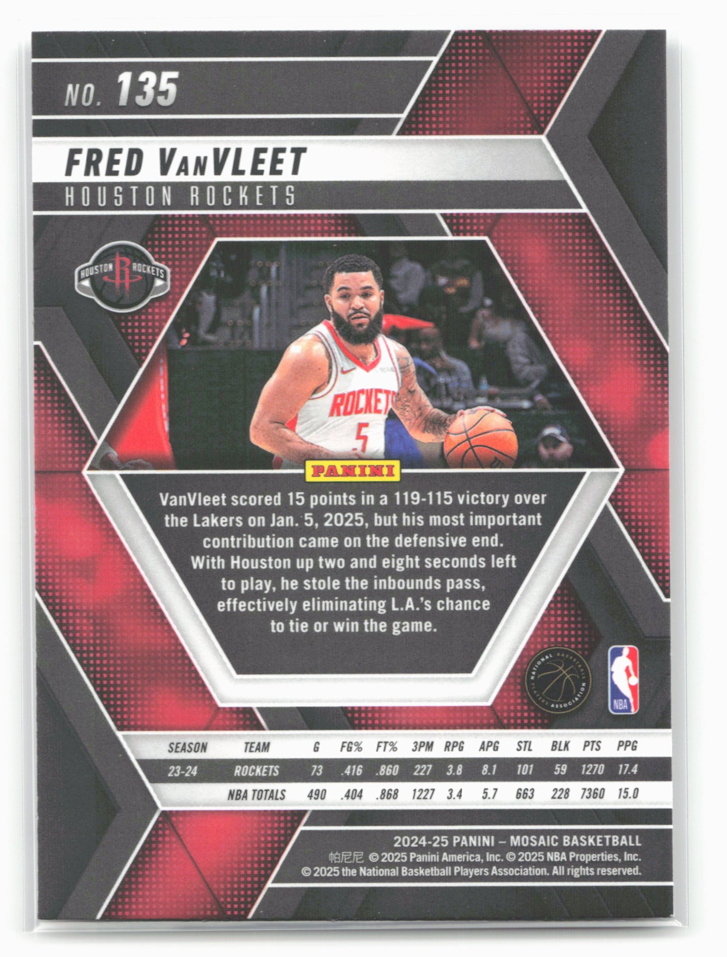 2024-25 Panini Mosaic #135 Fred VanVleet