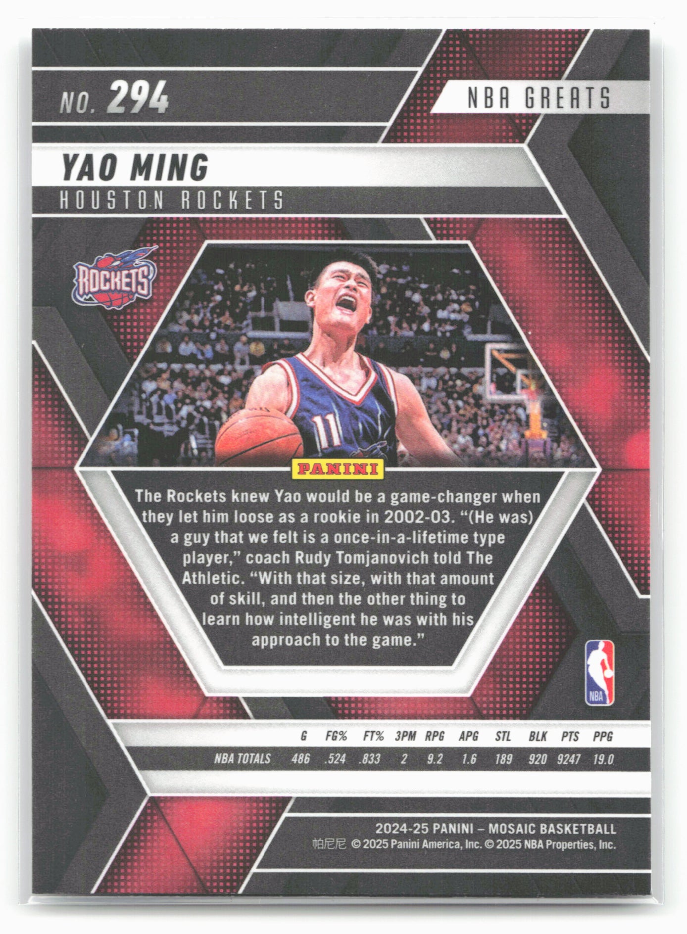2024-25 Panini Mosaic #294 Yao Ming