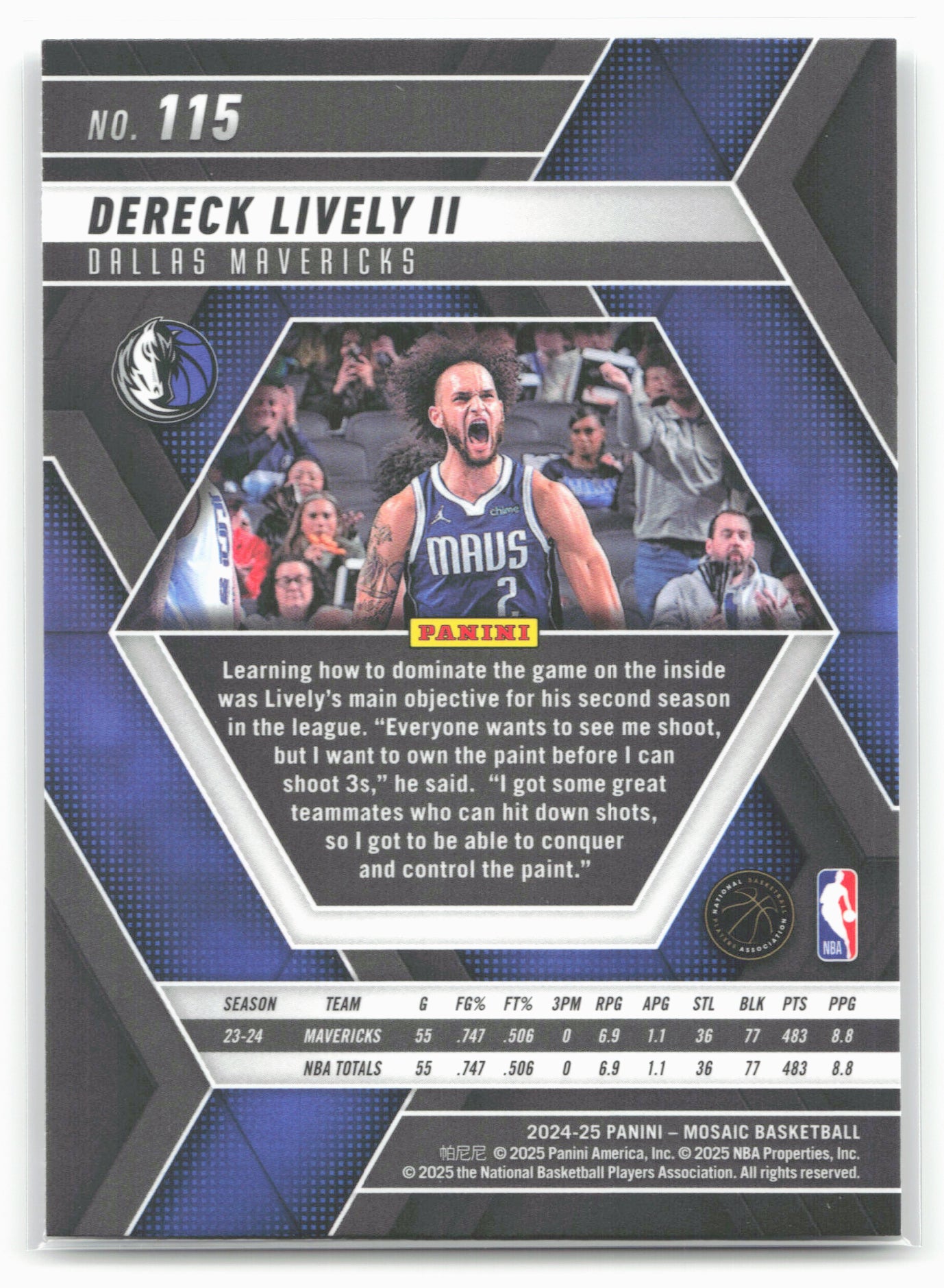 2024-25 Panini Mosaic #115 Dereck Lively II