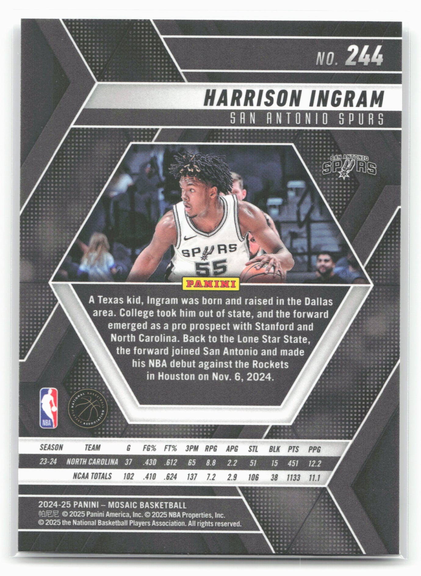 2024-25 Panini Mosaic #244 Harrison Ingram