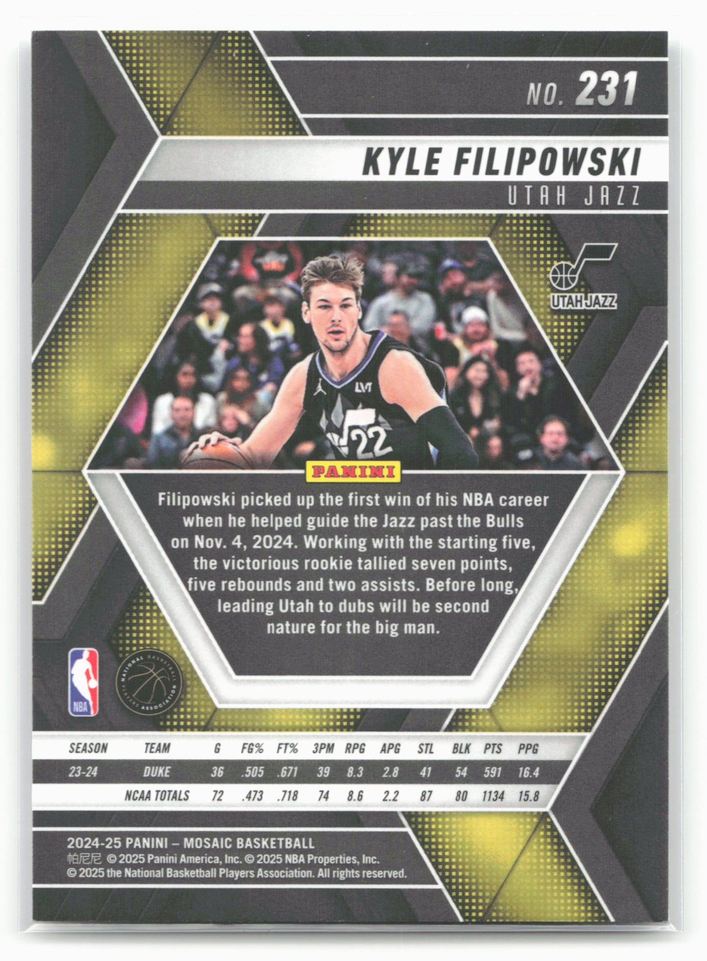 2024-25 Panini Mosaic #231 Kyle Filipowski
