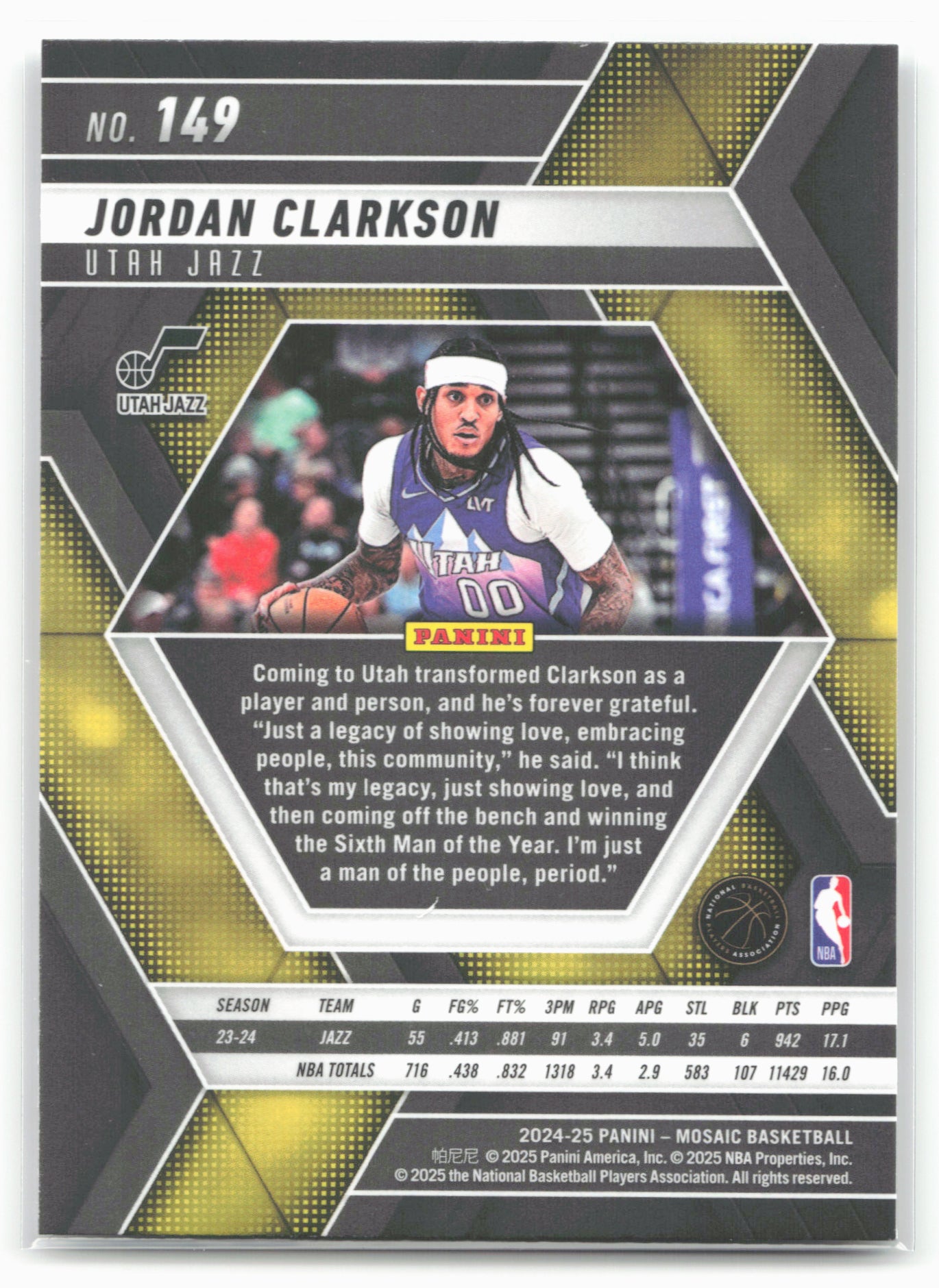 2024-25 Panini Mosaic #149 Jordan Clarkson