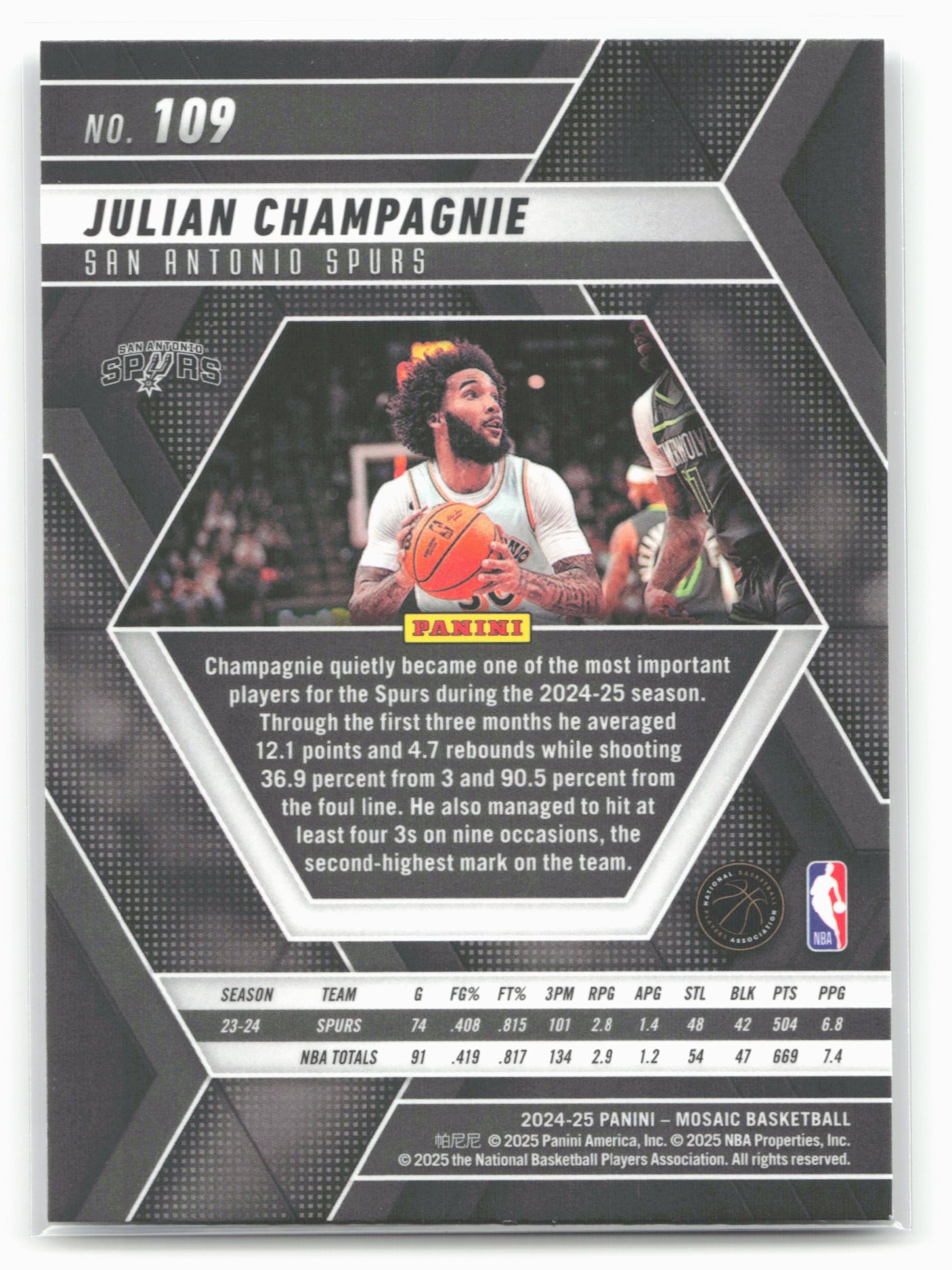 2024-25 Panini Mosaic #109 Julian Champagnie