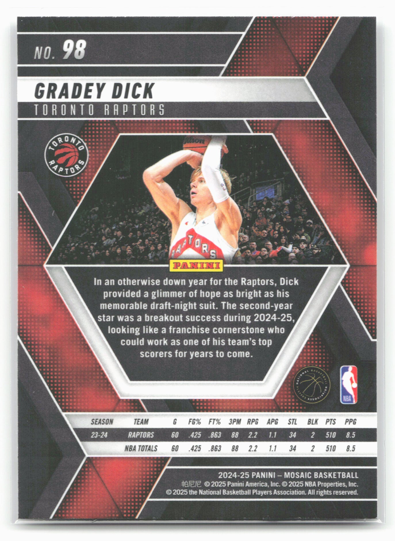 2024-25 Panini Mosaic #98 Gradey Dick
