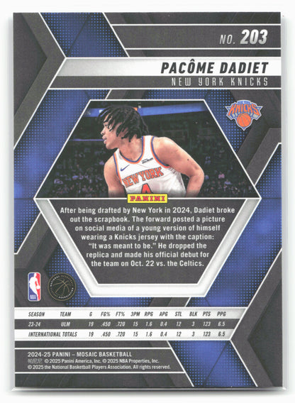 2024-25 Panini Mosaic #203 Pacome Dadiet