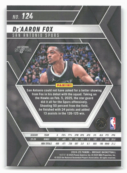2024-25 Panini Mosaic #124 De’Aaron Fox
