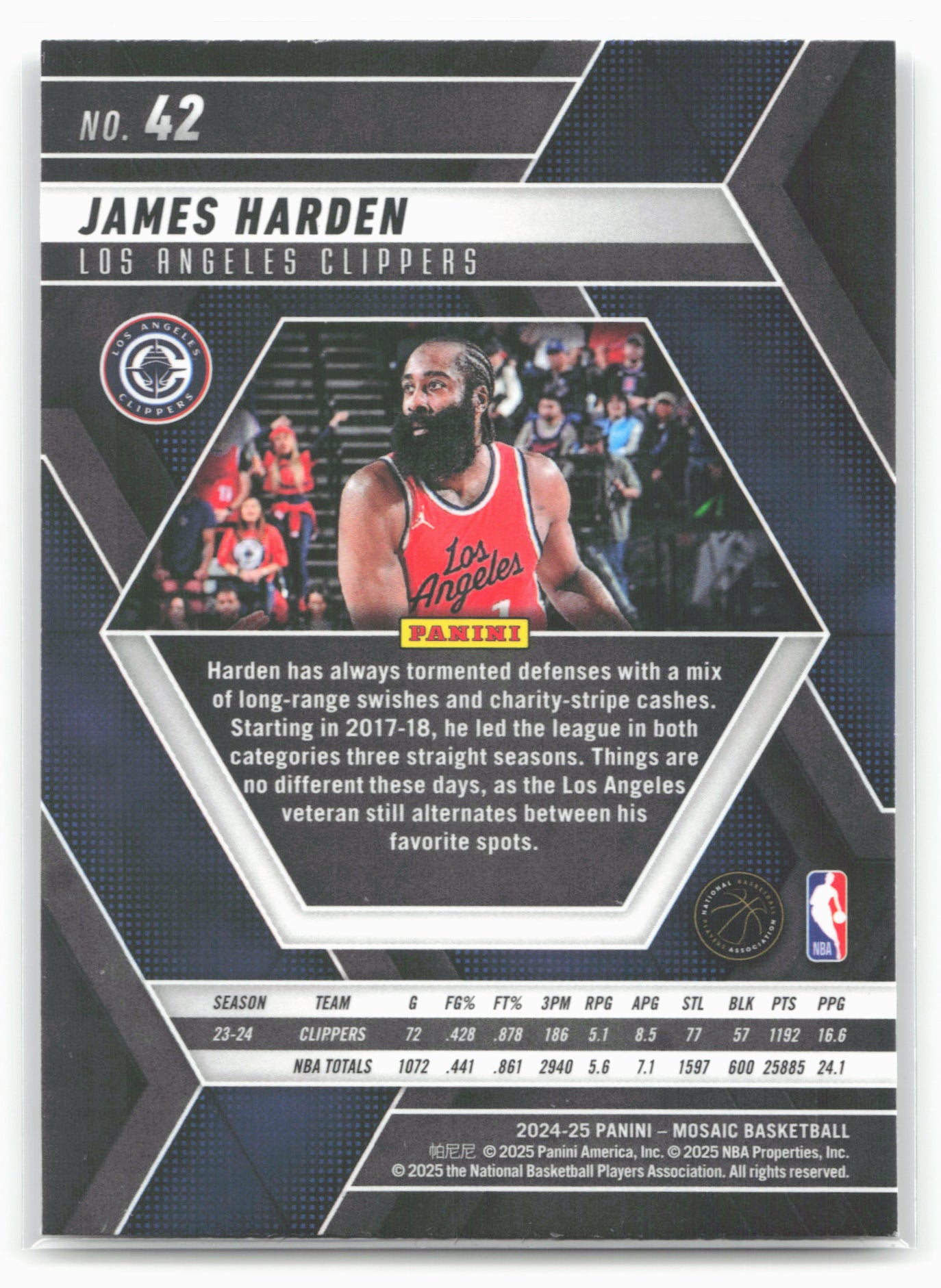 2024-25 Panini Mosaic #42 James Harden