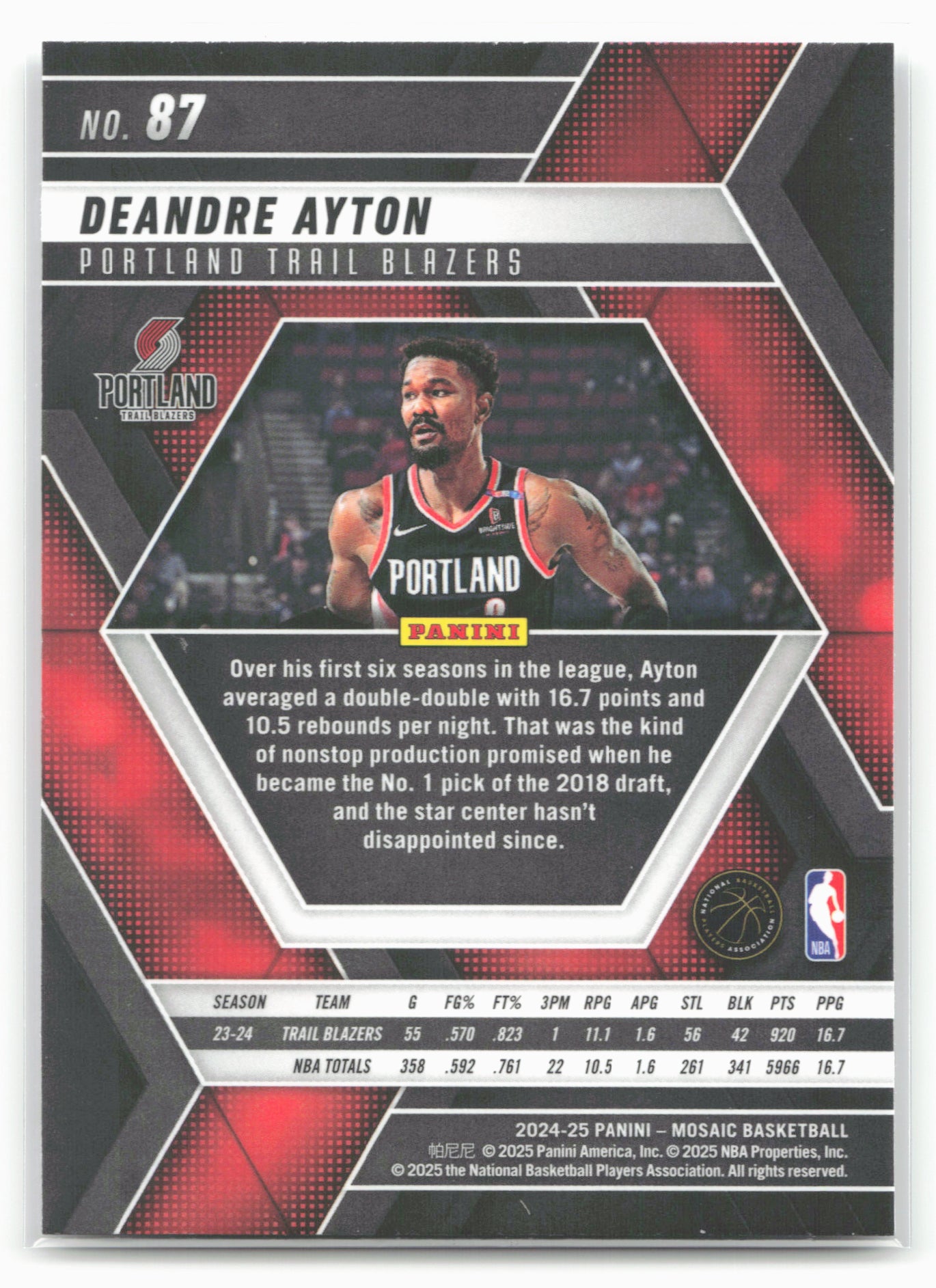 2024-25 Panini Mosaic #87 Deandre Ayton