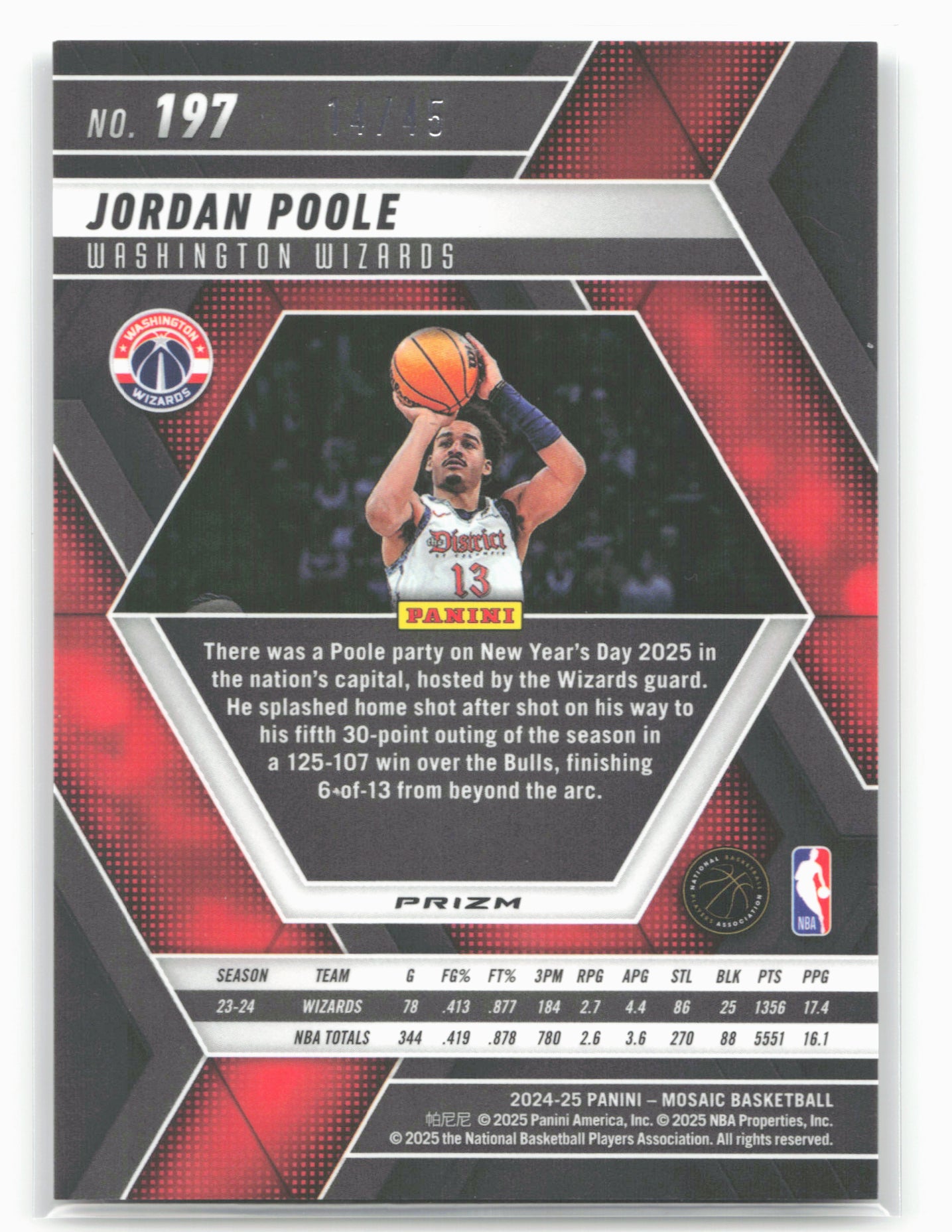 2024-25 Panini Mosaic #197 Jordan Poole Choice Blue Mosaic #/45