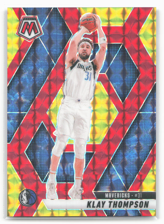 2024-25 Panini Mosaic #16 Klay Thompson Choice Fusion Red & Yellow Mosaic #/75