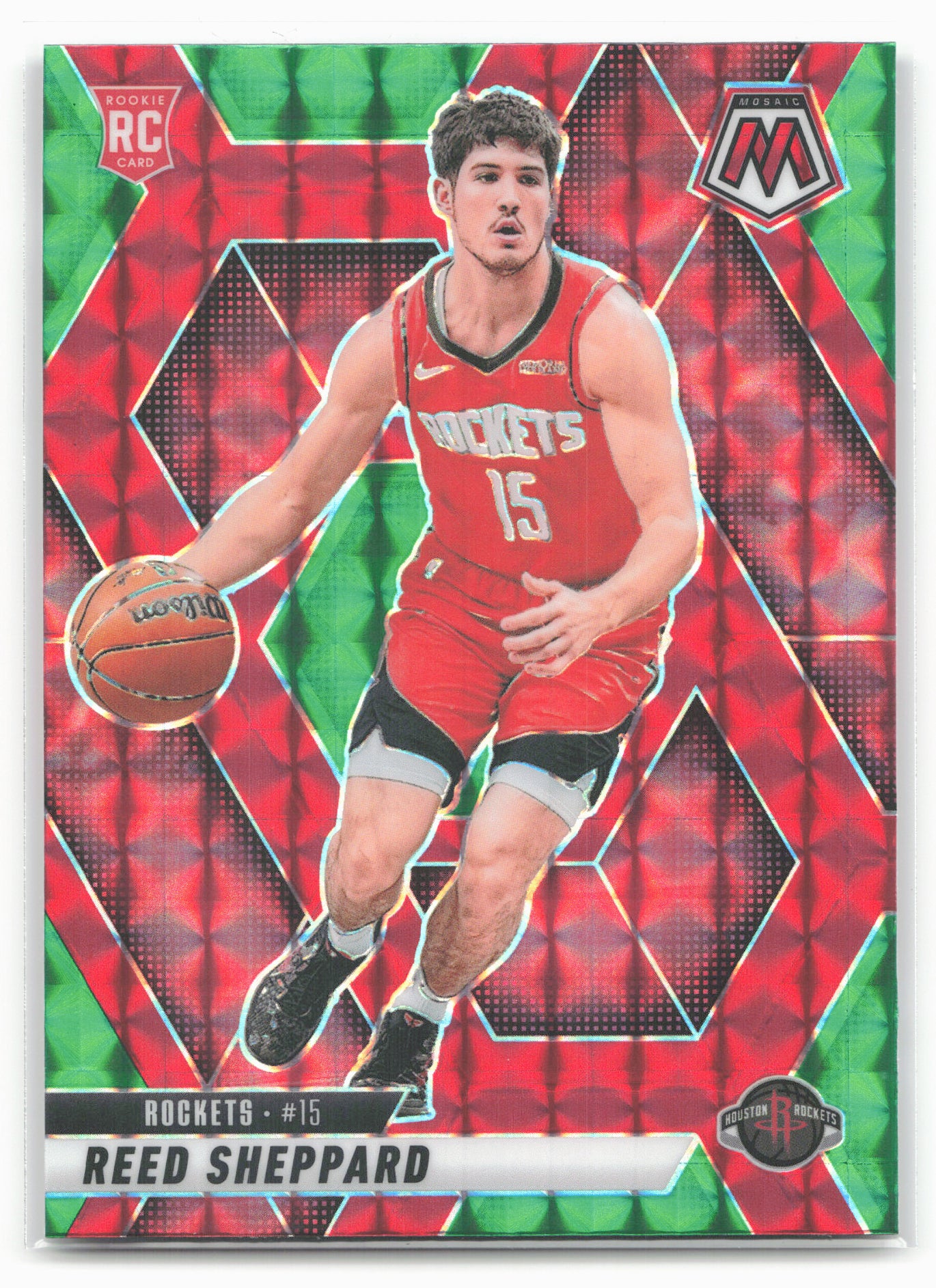 2024-25 Panini Mosaic #249 Reed Sheppard Choice Red and Green Mosaic