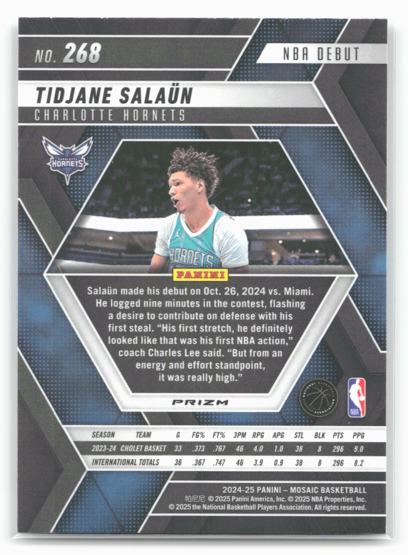 2024-25 Panini Mosaic #268 Tidjane Salaun Silver