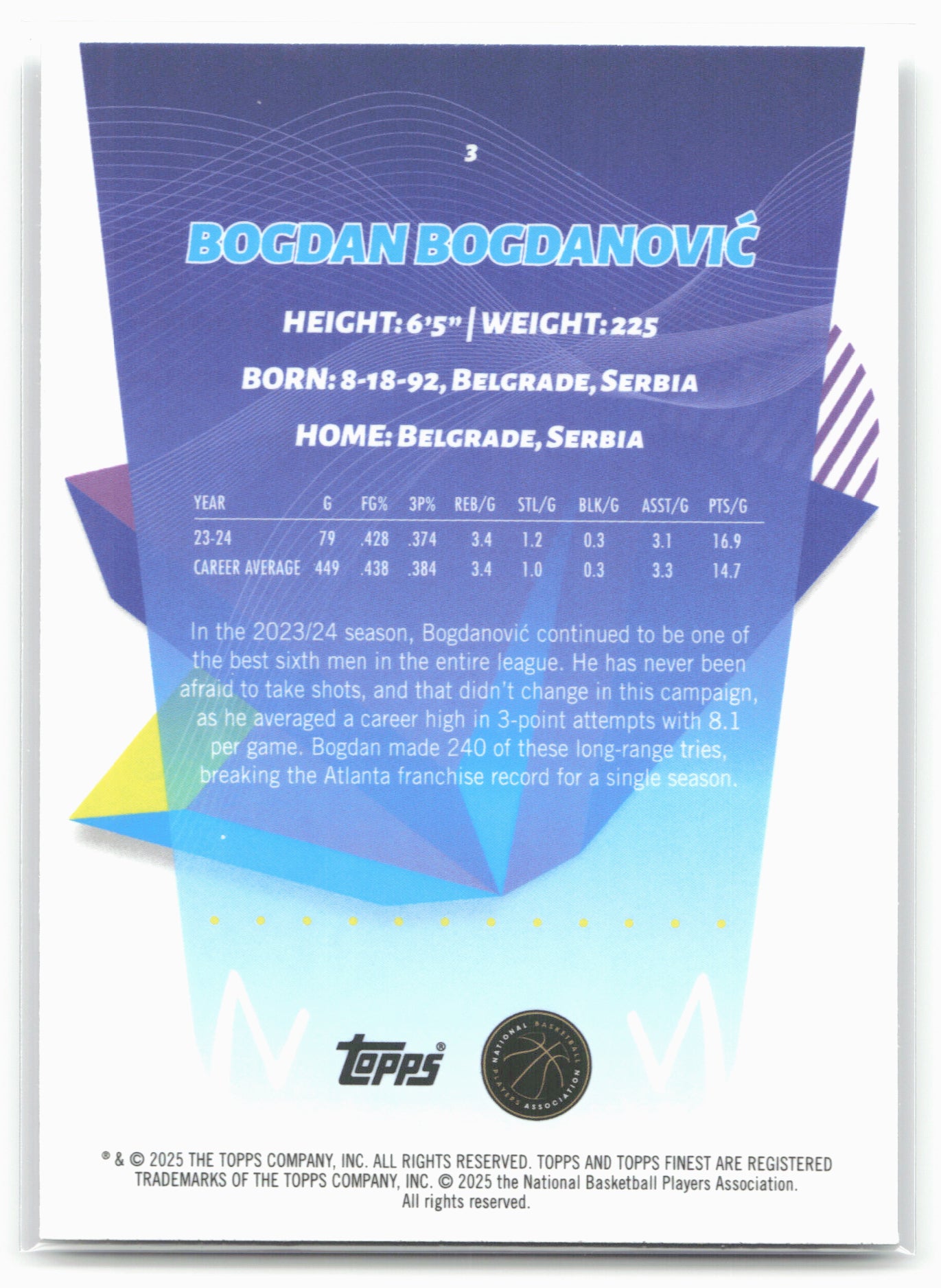 2024-25 Finest #3 Bogdan Bogdanović