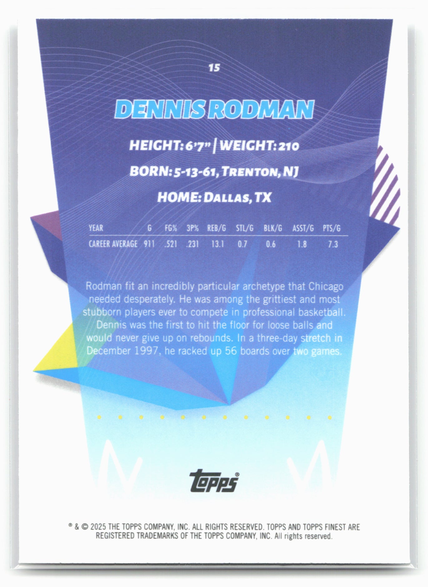 2024-25 Finest #15 Dennis Rodman 20422