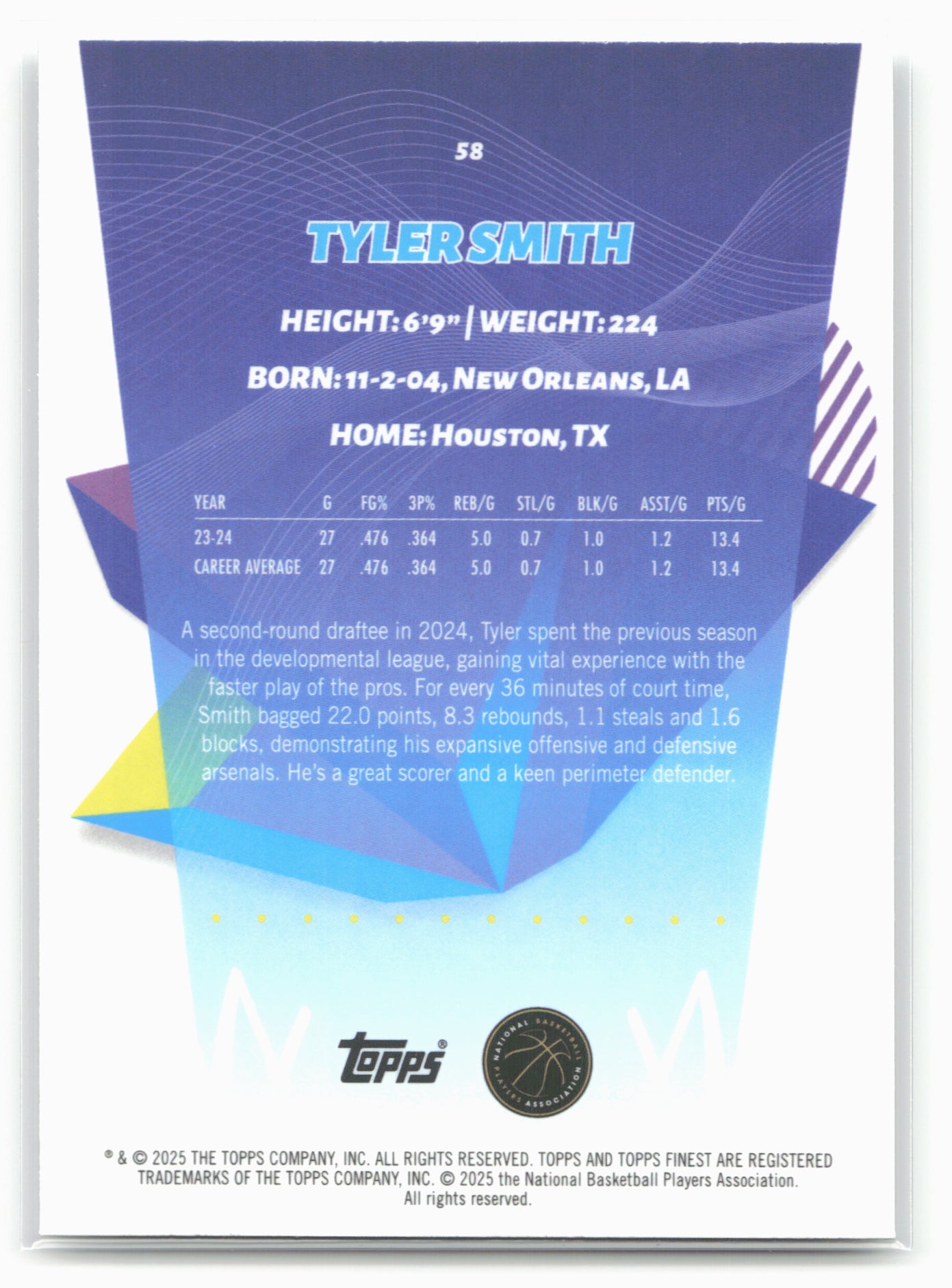 2024-25 Finest #58 Tyler Smith 20435