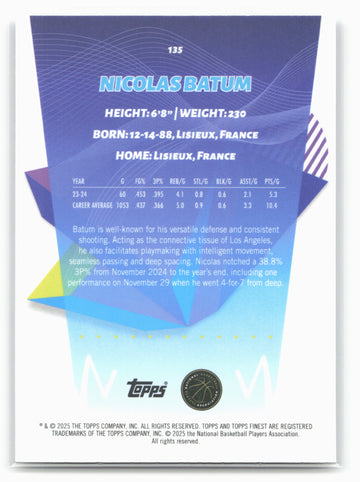 
2024-25 Finest #135 Nicolas Batum 20437