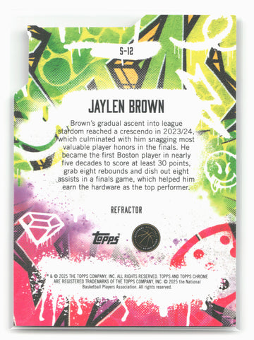 
2024-25 Finest #S-12 Jaylen Brown Showstoppers Refractor 20452