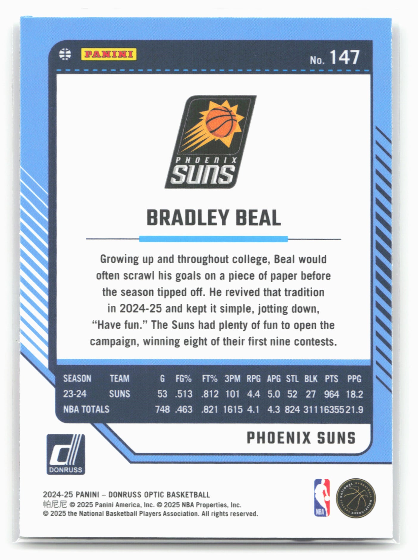 2024-25 Donruss Optic #147 Bradley Beal