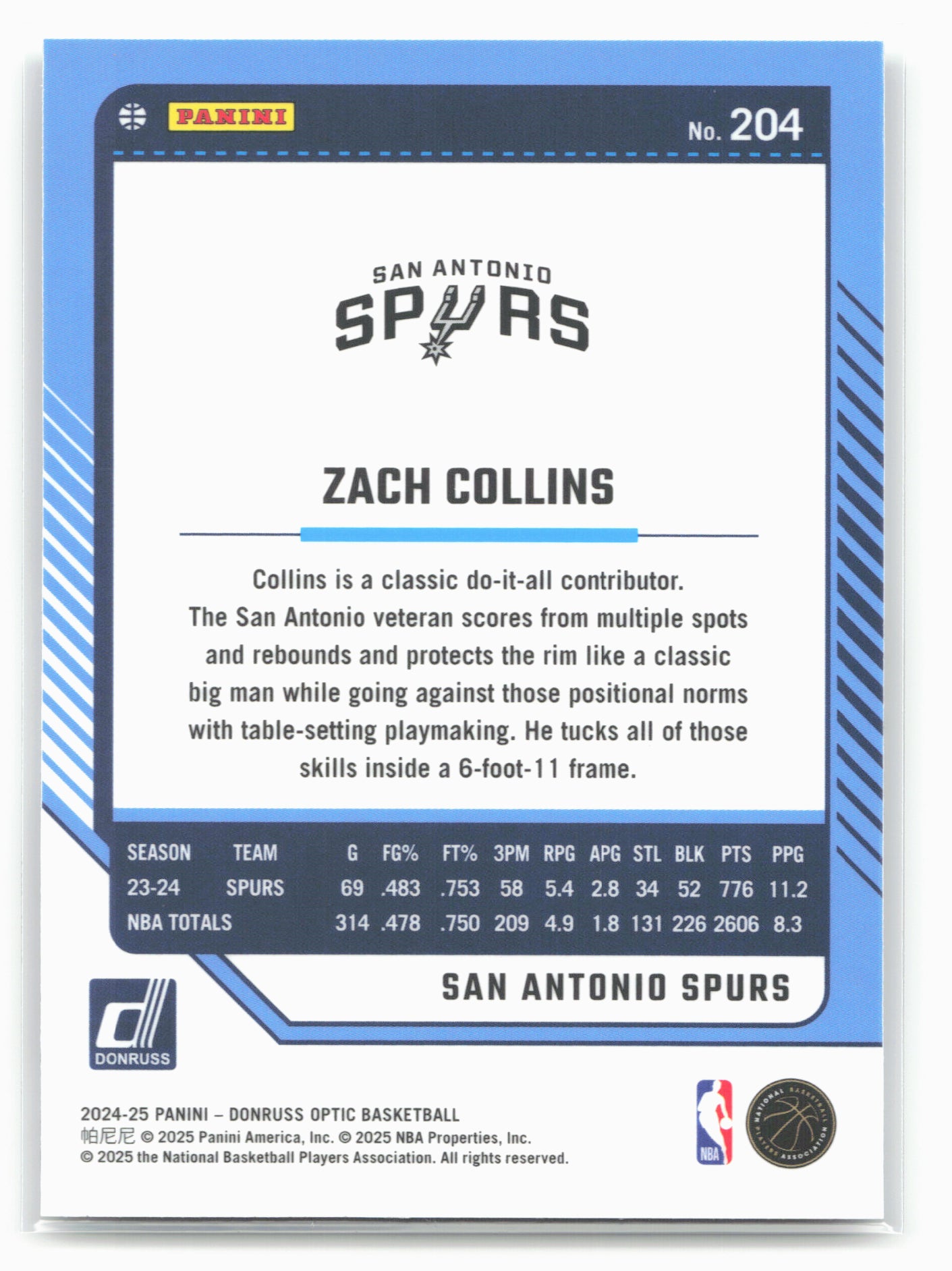 2024-25 Donruss Optic #204 Zach Collins