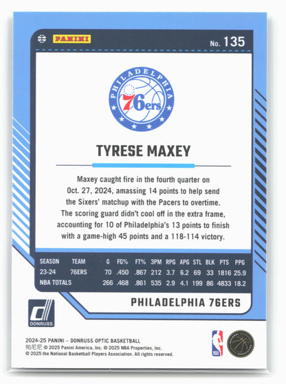 2024-25 Donruss Optic #135 Tyrese Maxey