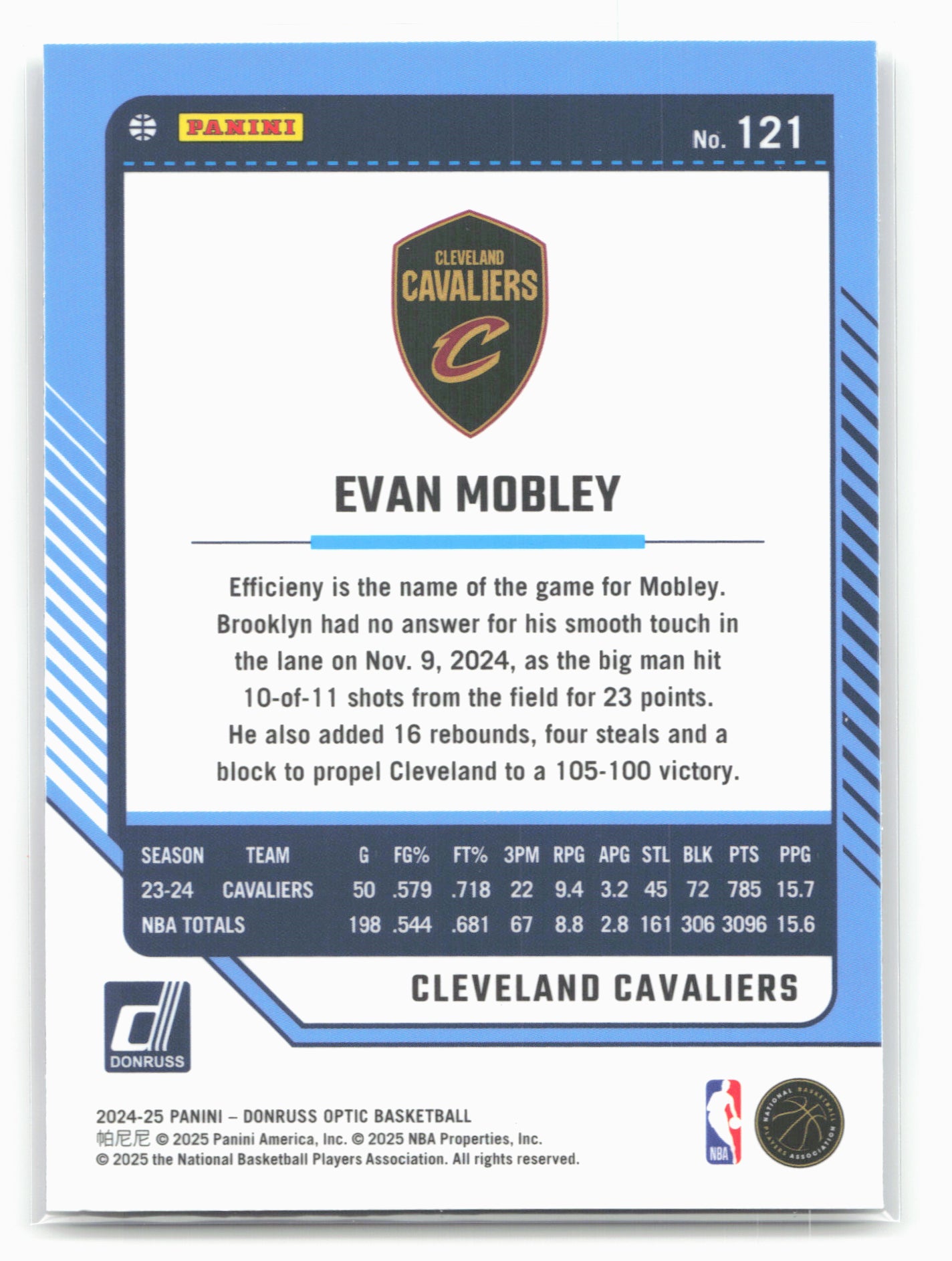 2024-25 Donruss Optic #121 Evan Mobley