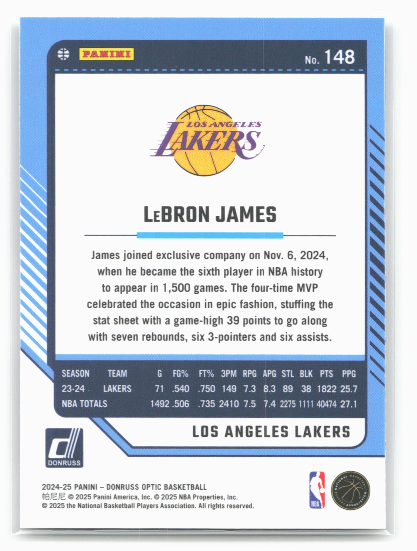 2024-25 Donruss Optic #148 LeBron James