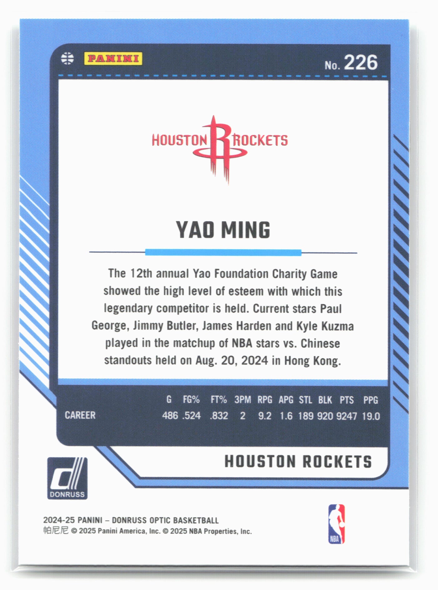2024-25 Donruss Optic #226 Yao Ming