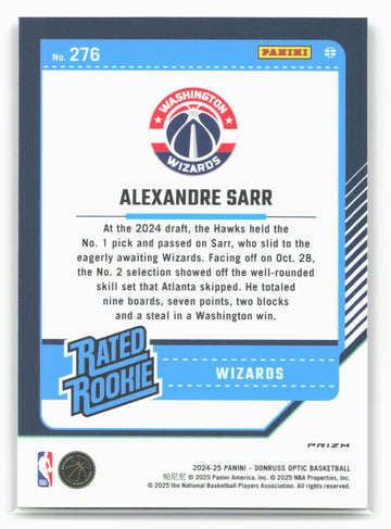 2024-25 Donruss Optic #276 Alexandre Sarr Holo
