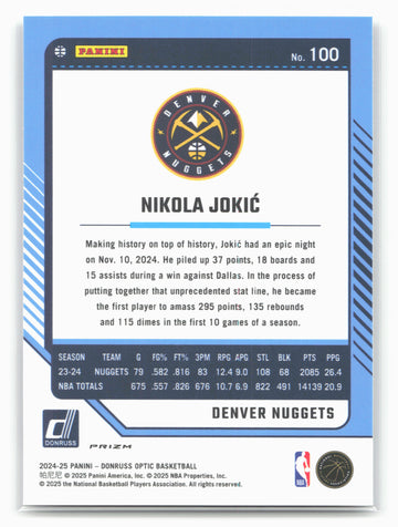 2024-25 Donruss Optic #100 Nikola Jokic Holo