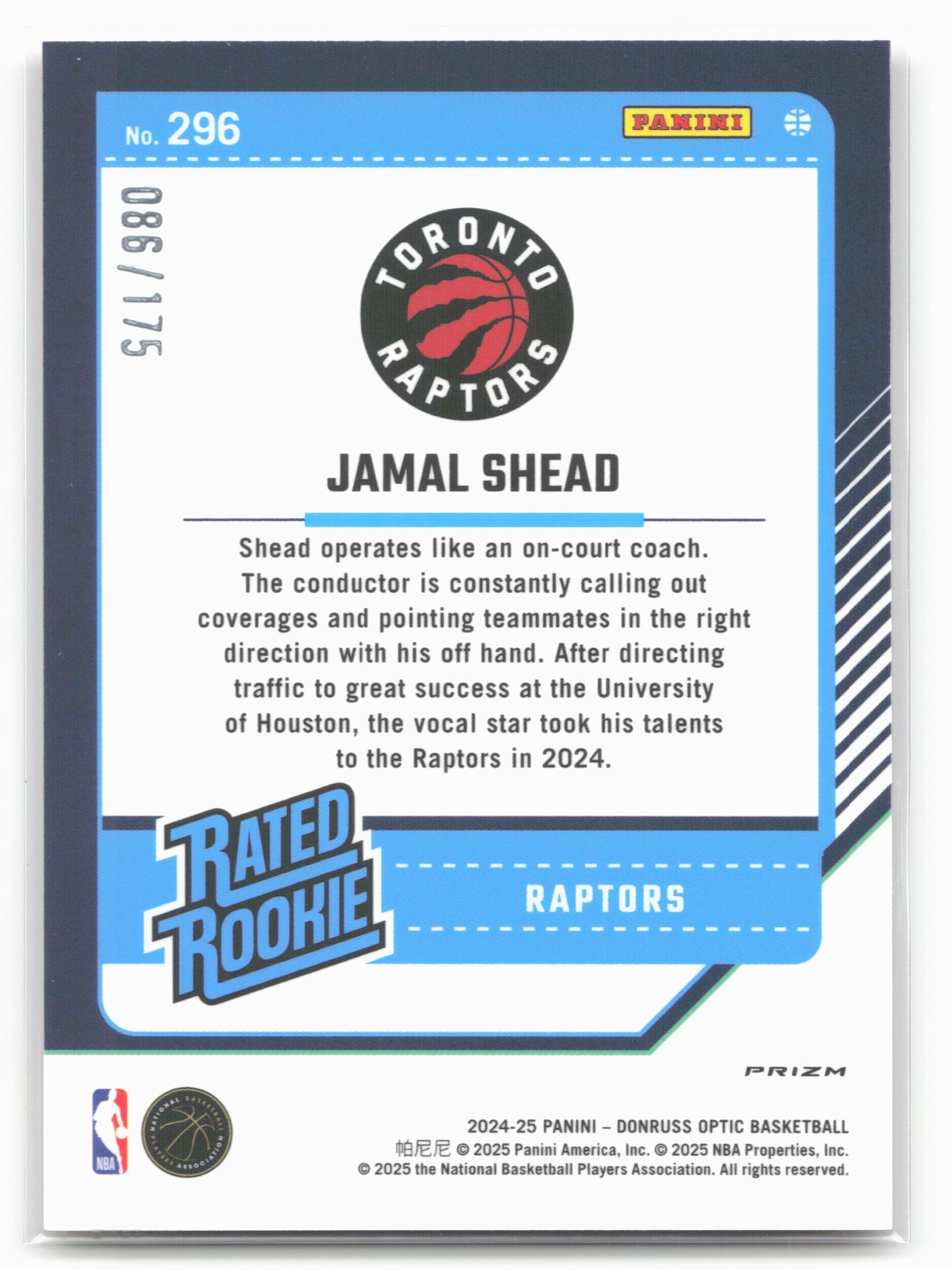 2024-25 Donruss Optic #296 Jamal Shead Orange #/175