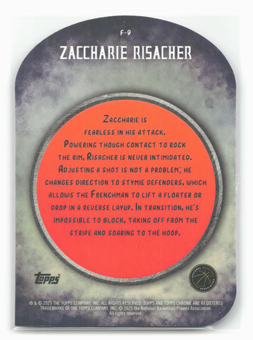 2024-25 Finest #F-9 Zaccharie Risacher Finishers X-Fractor
