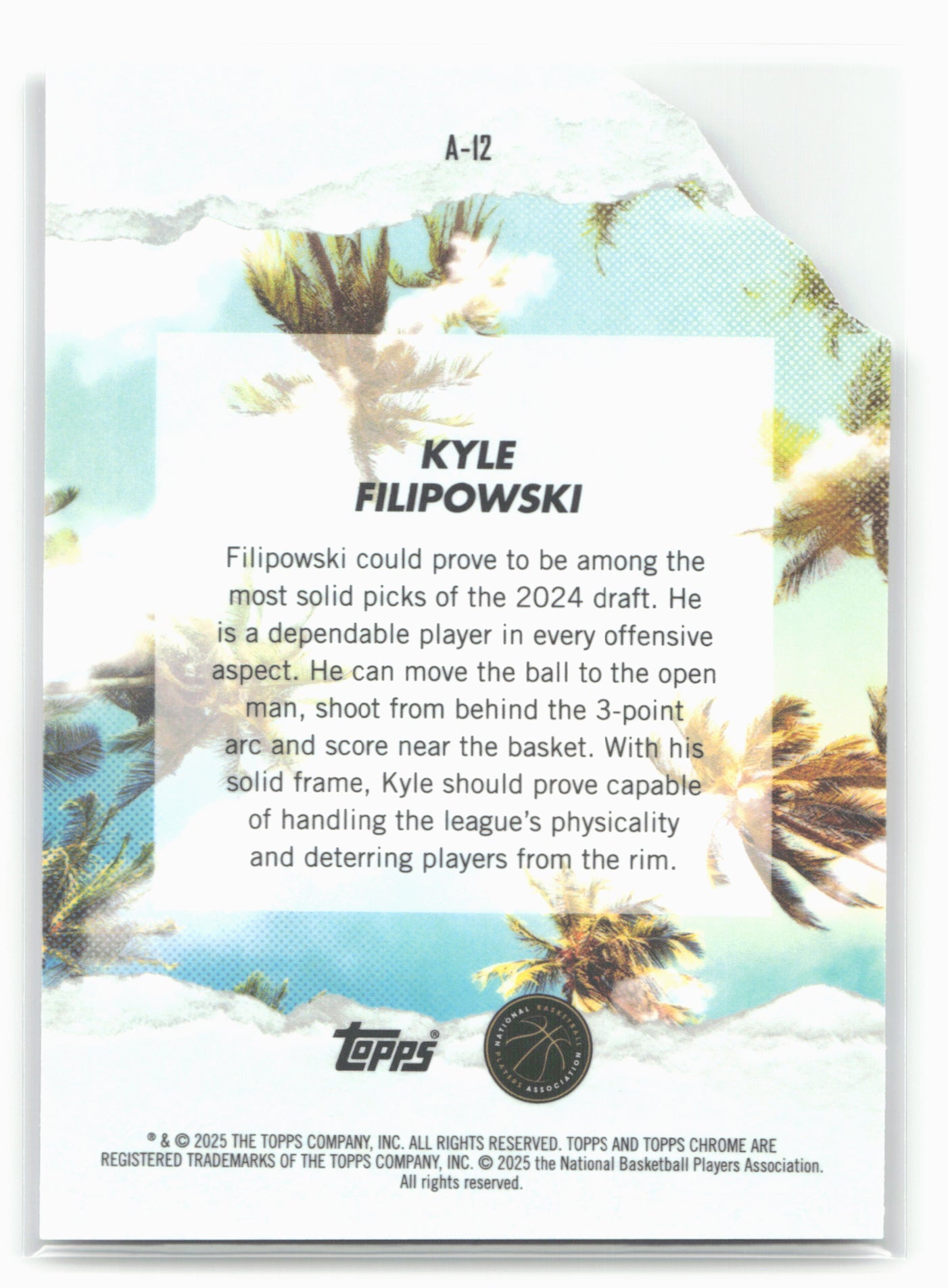 2024-25 Finest #A-12 Kyle Filipowski Arrivals