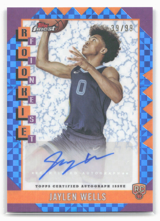 2024-25 Finest #RFA-JW Jaylen Wells Rookie Finest Autographs Blue X-Fractor #/99